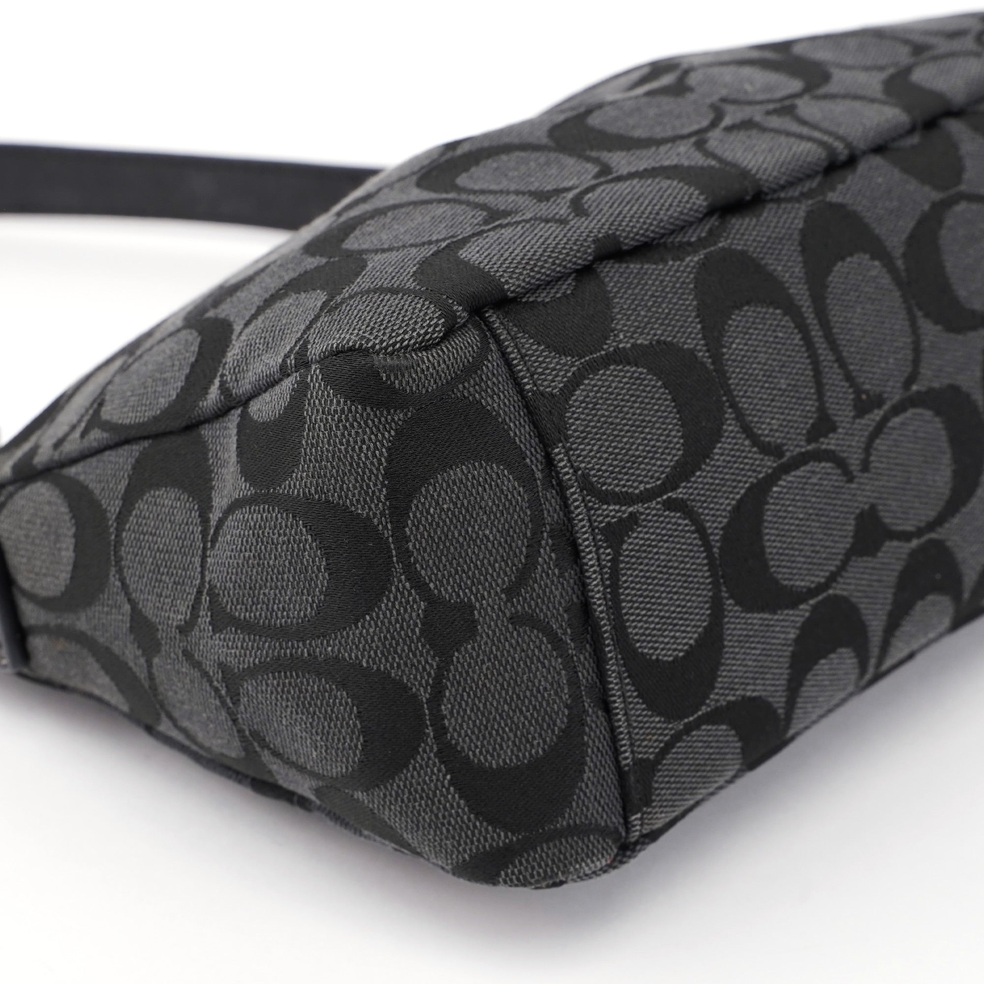 Black Monogram Canvas Calfskin Shoulder Bag