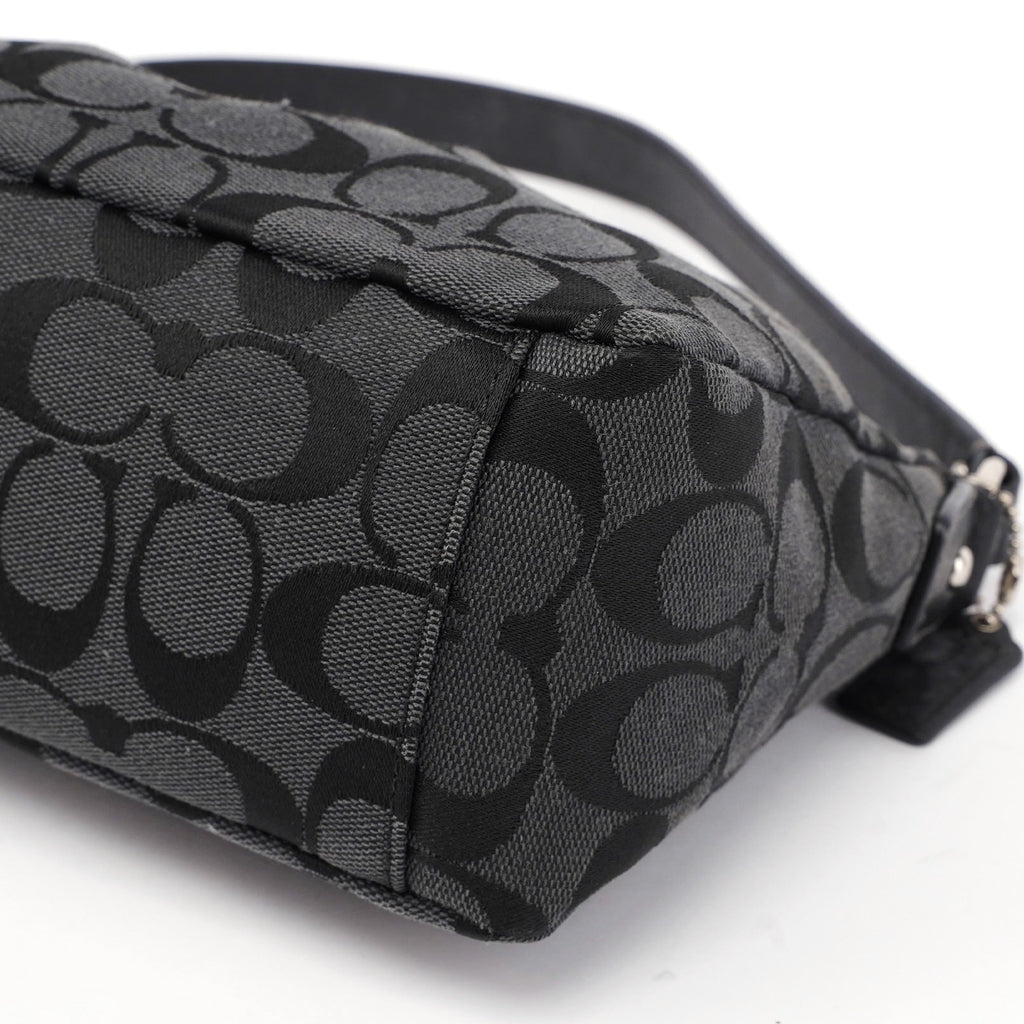 Black Monogram Canvas Calfskin Shoulder Bag