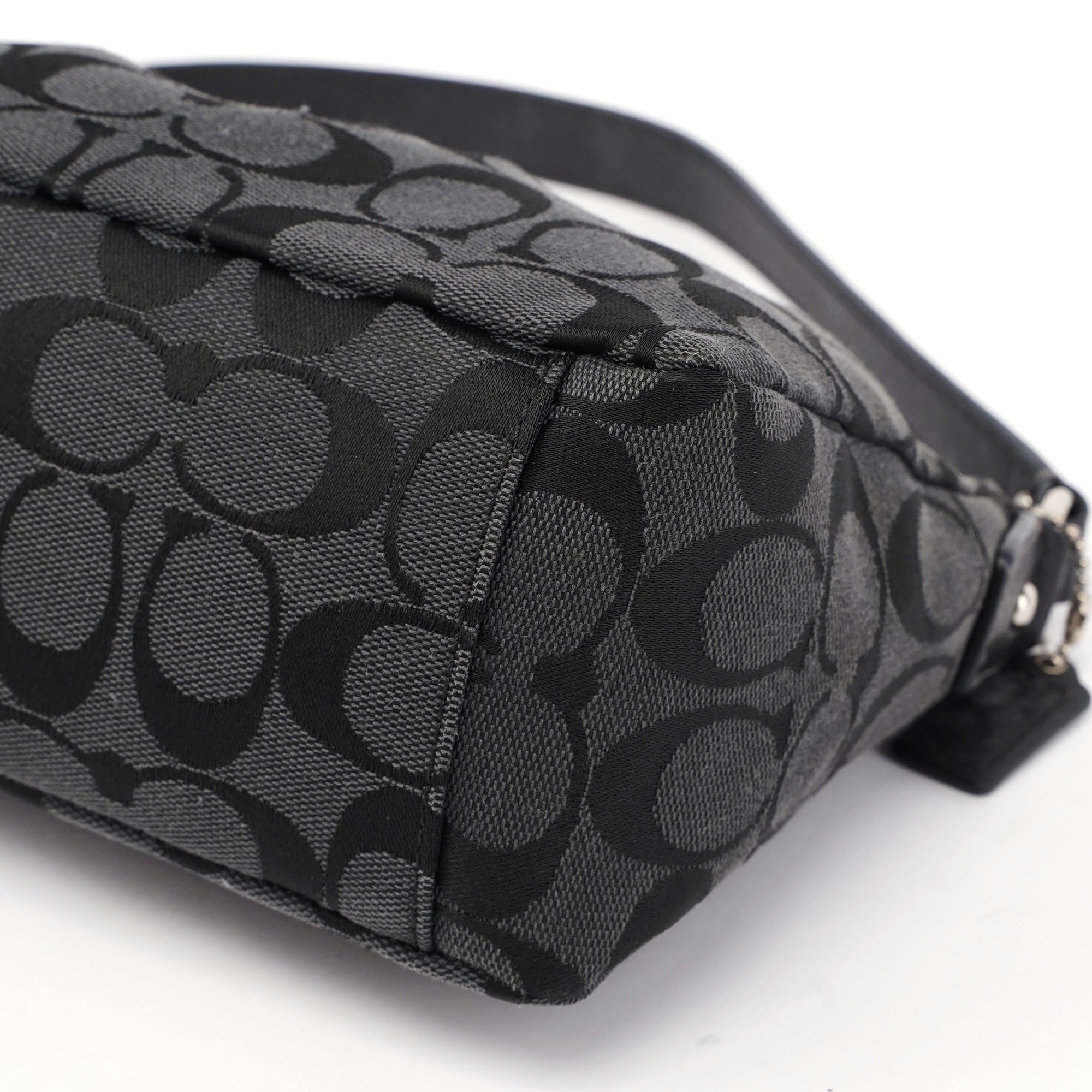 Black Monogram Canvas Calfskin Shoulder Bag