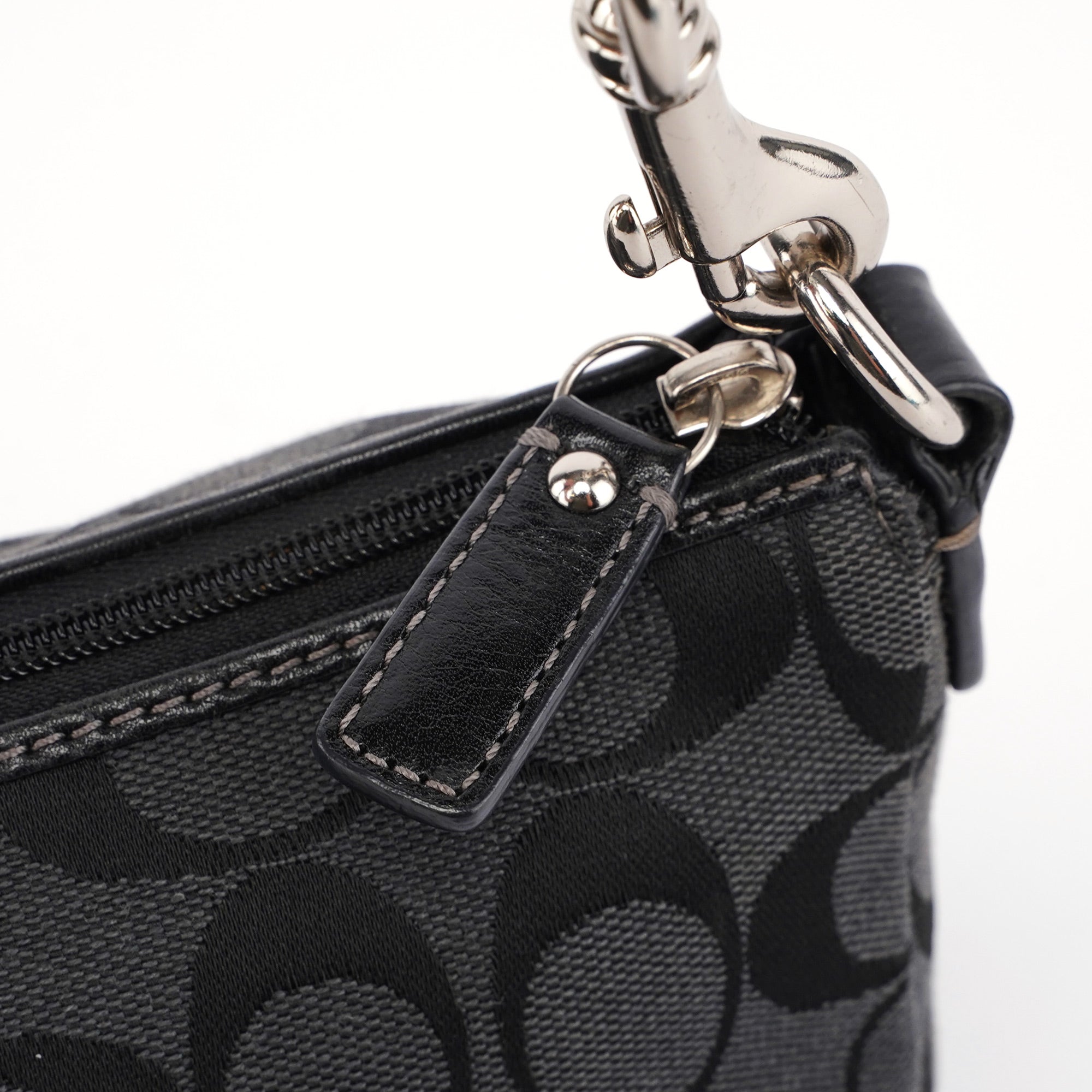 Black Monogram Canvas Calfskin Shoulder Bag