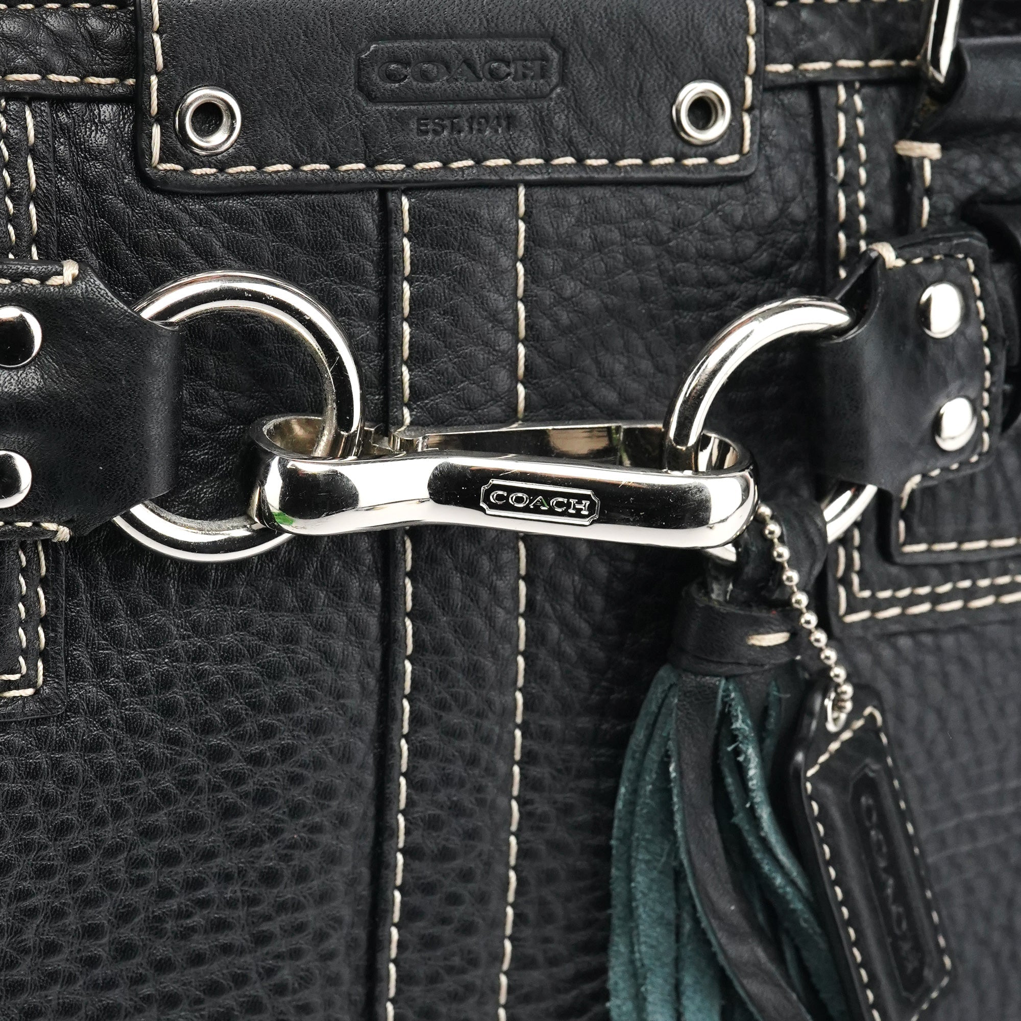 Black Pebbled Leather Hamptons Tote Bag