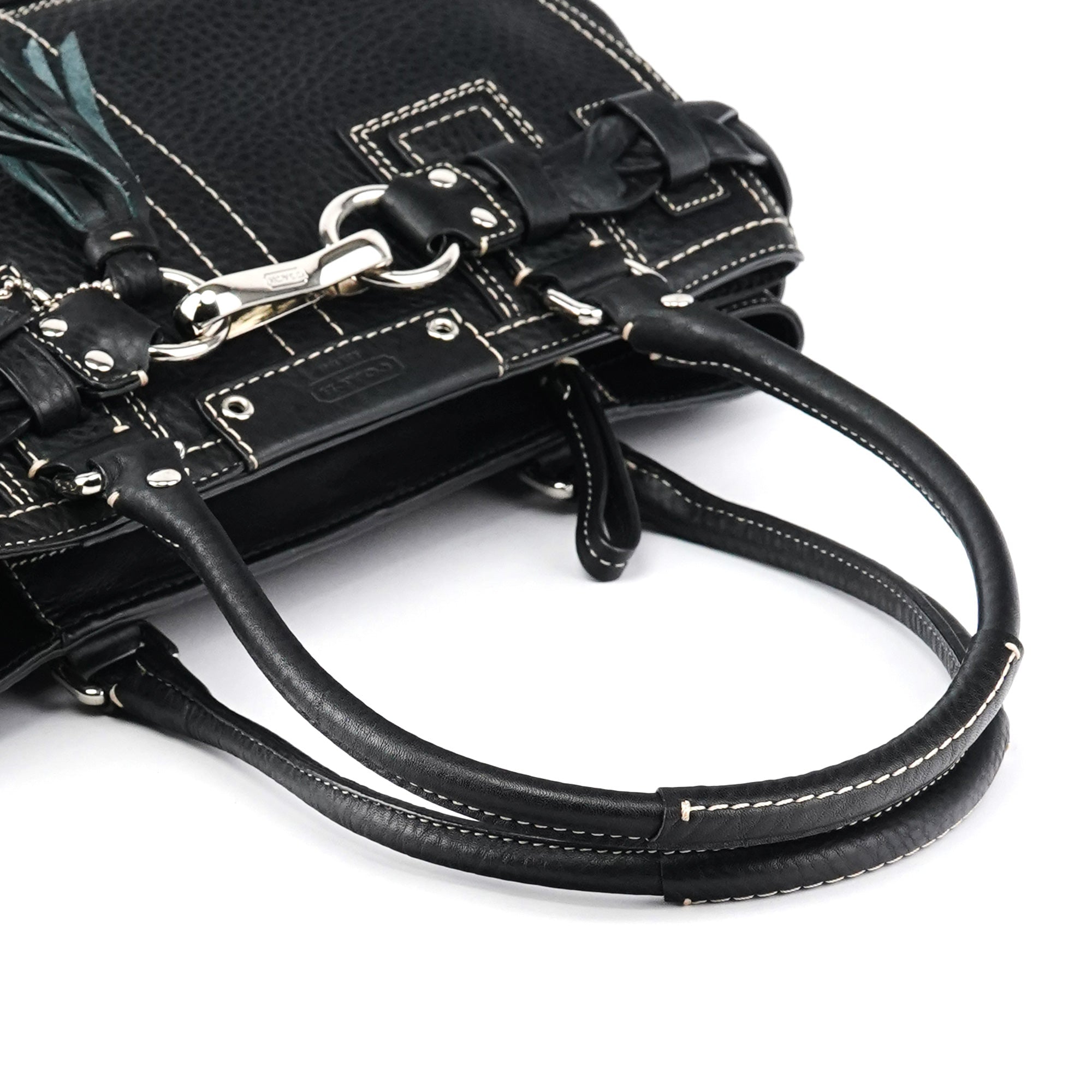 Black Pebbled Leather Hamptons Tote Bag