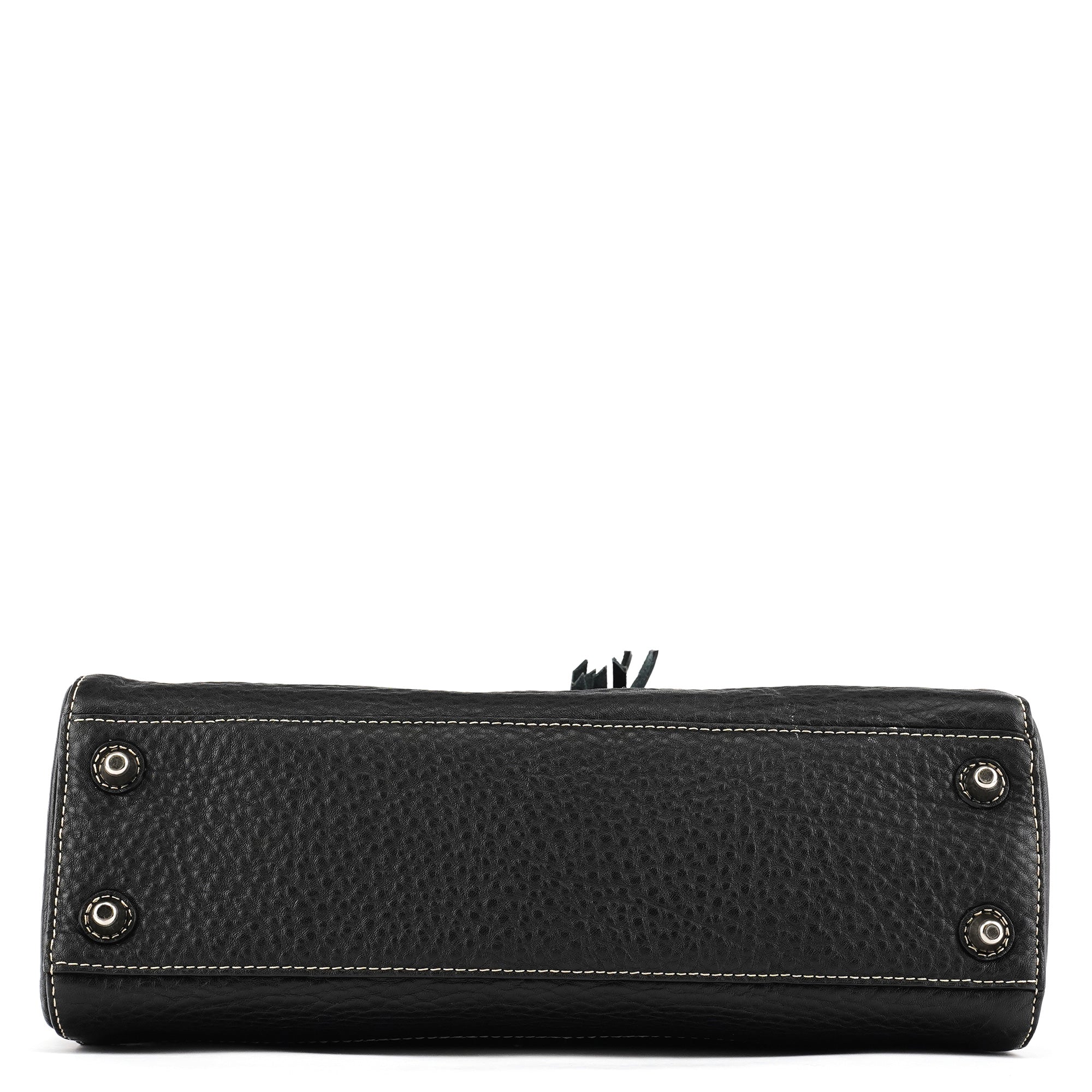 Black Pebbled Leather Hamptons Tote Bag