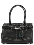 Black Pebbled Leather Hamptons Tote Bag