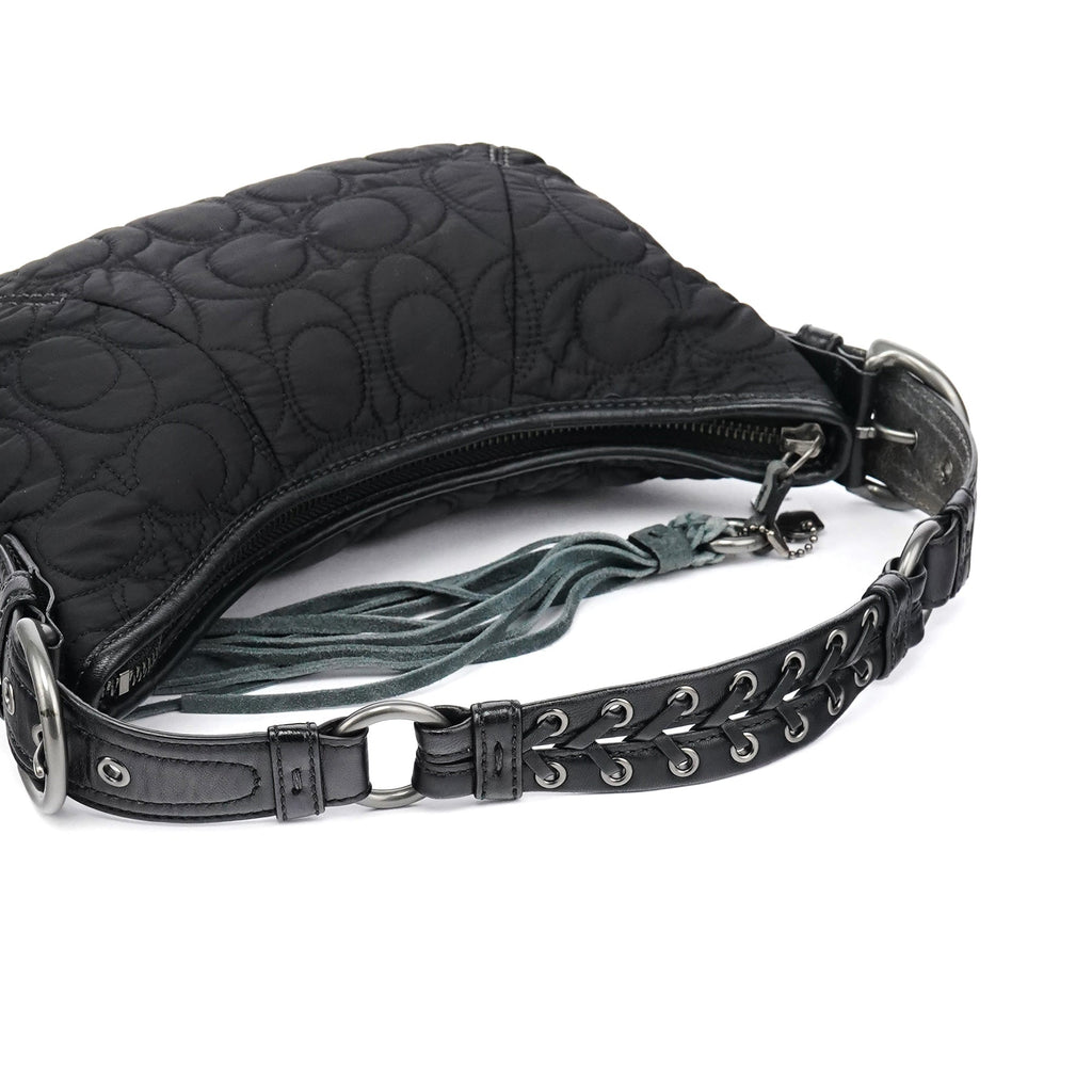 Black Quilted Nylon Shoulder Bag