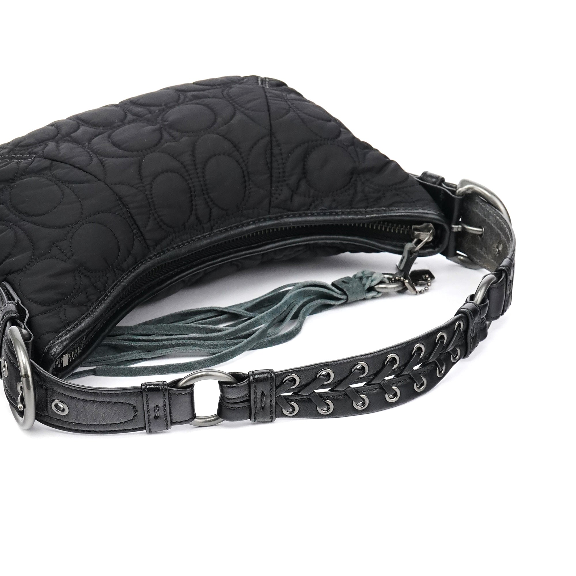 Black Quilted Nylon Shoulder Bag