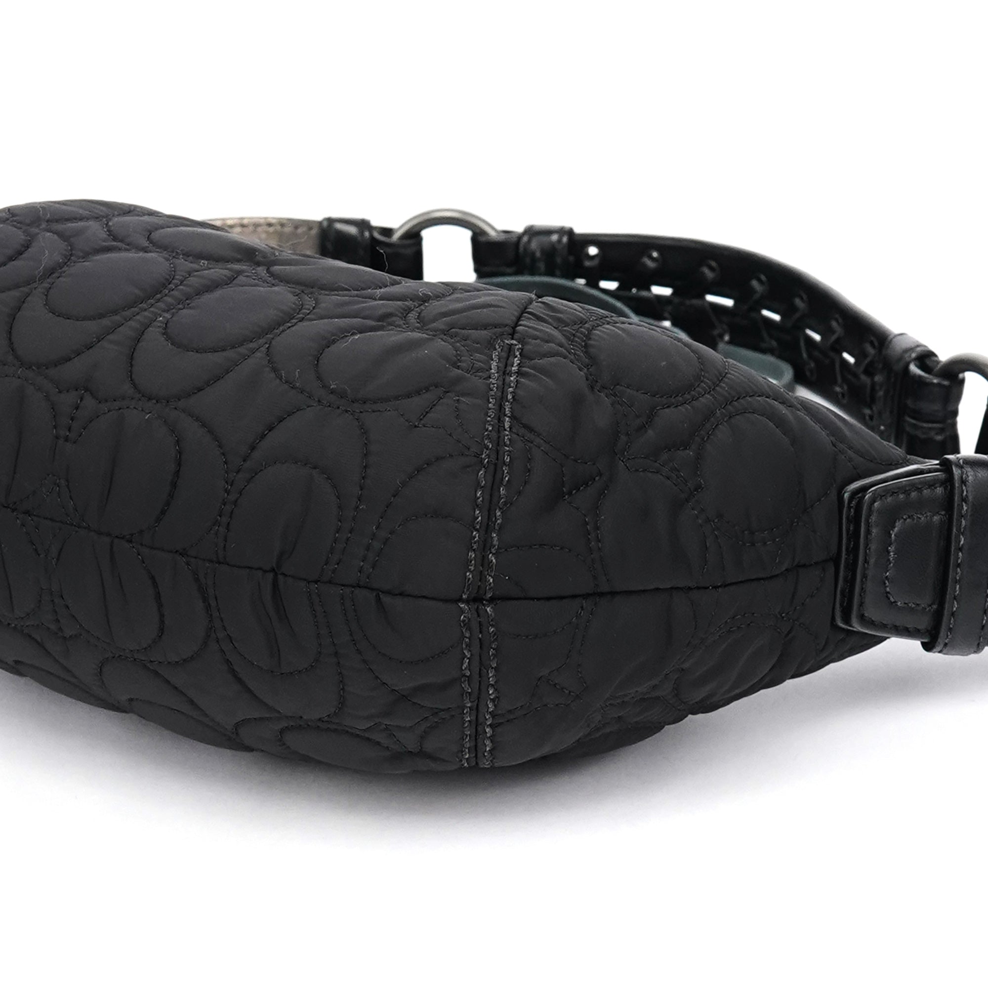 Black Quilted Nylon Shoulder Bag