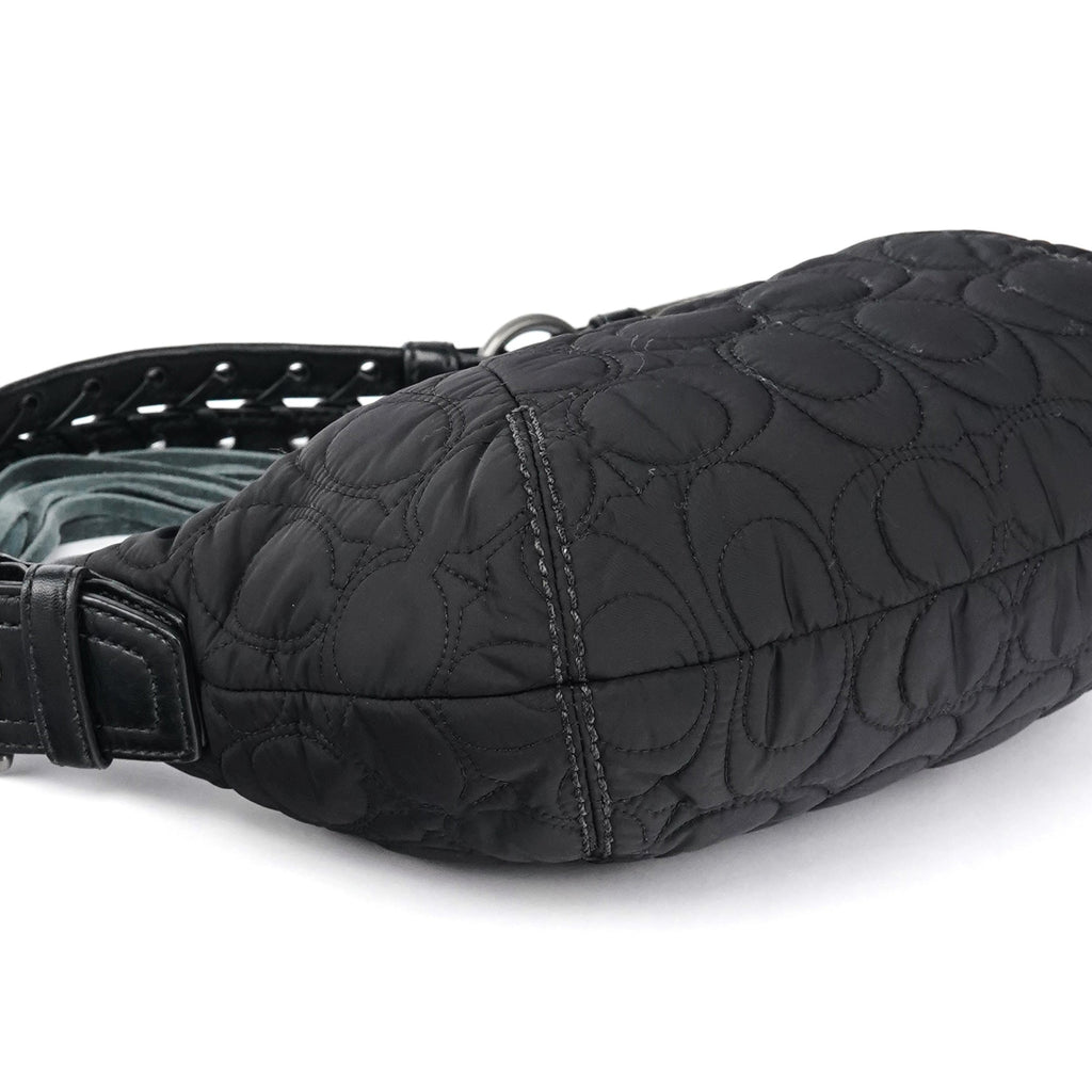 Black Quilted Nylon Shoulder Bag