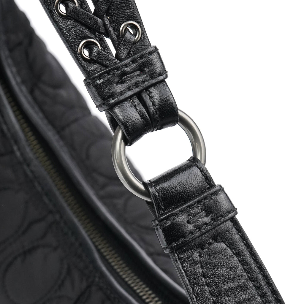 Black Quilted Nylon Shoulder Bag