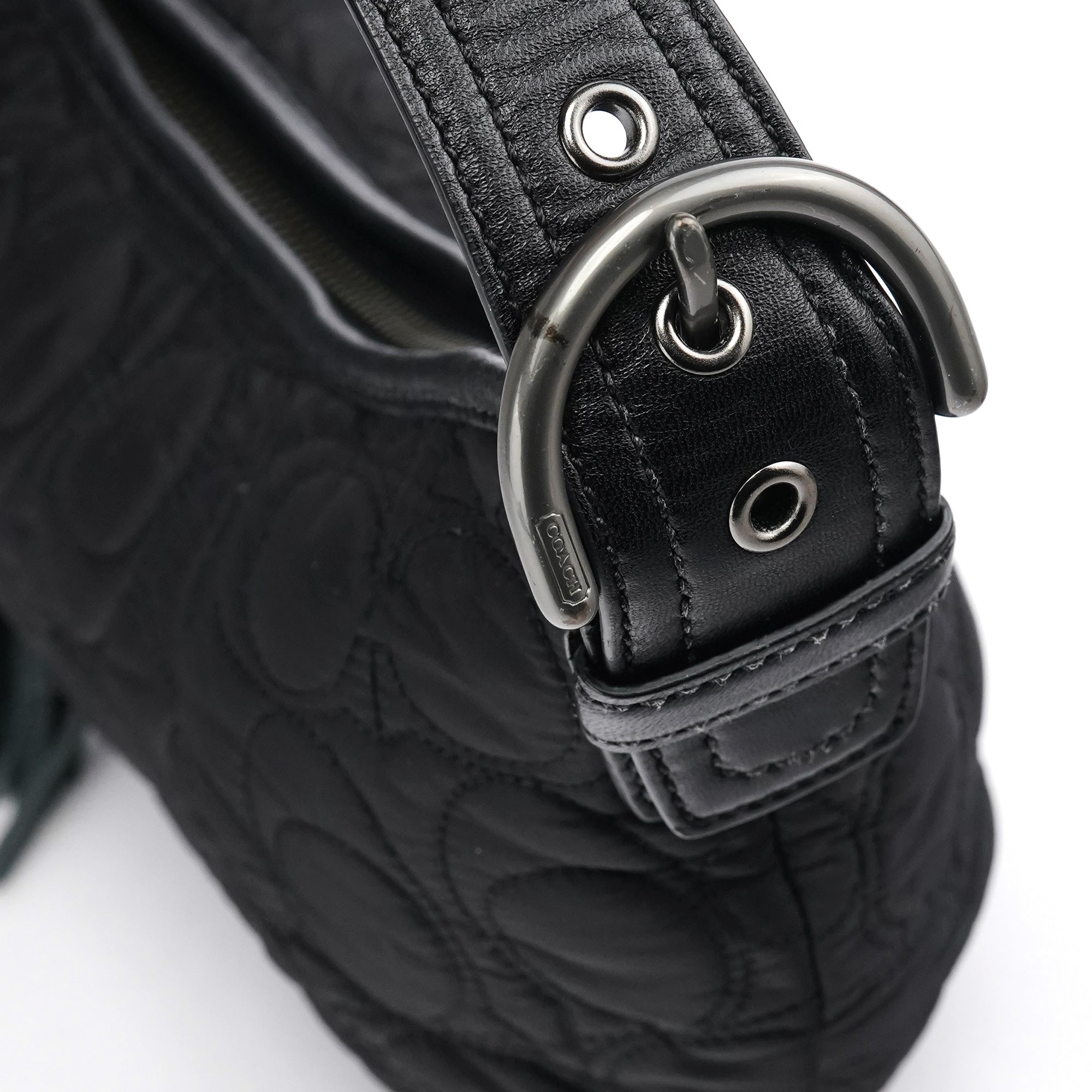 Black Quilted Nylon Shoulder Bag
