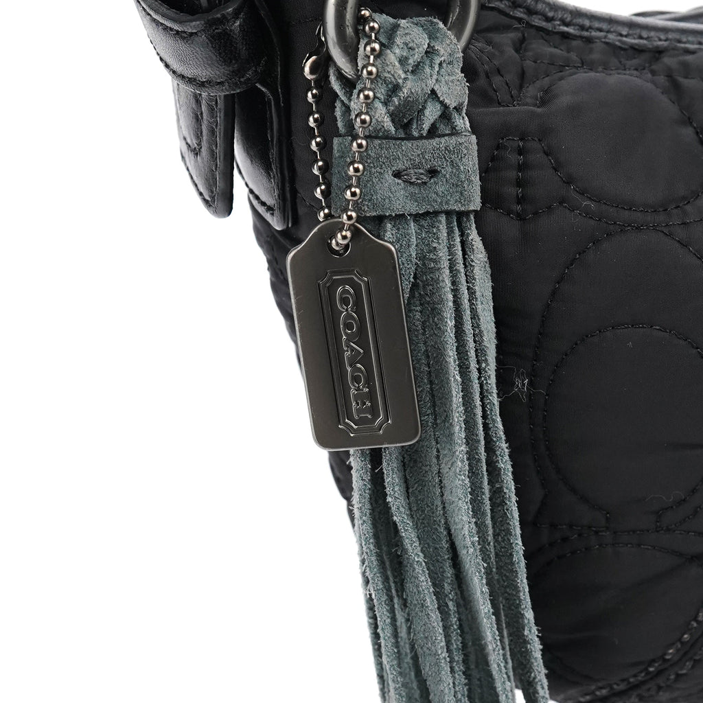 Black Quilted Nylon Shoulder Bag