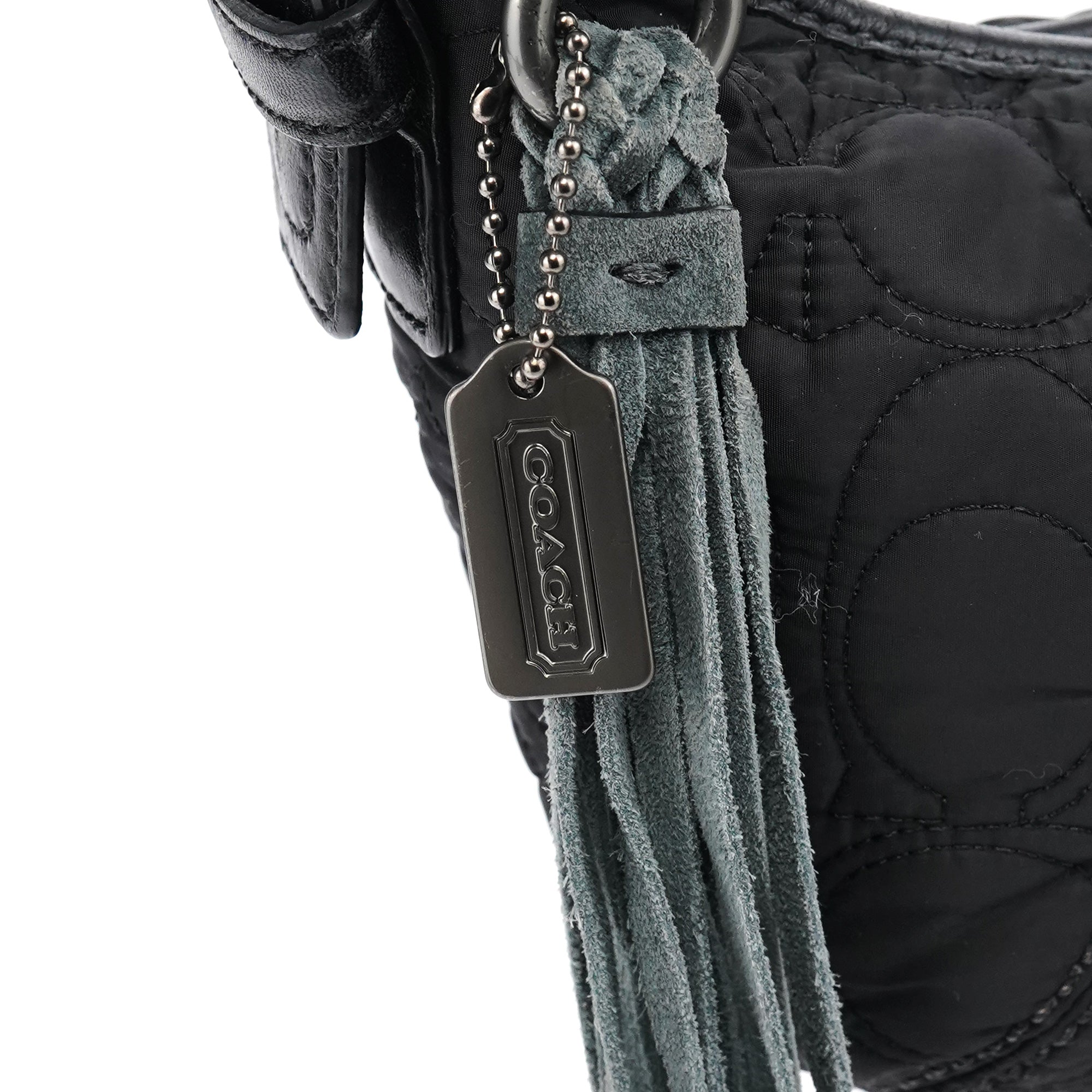 Black Quilted Nylon Shoulder Bag