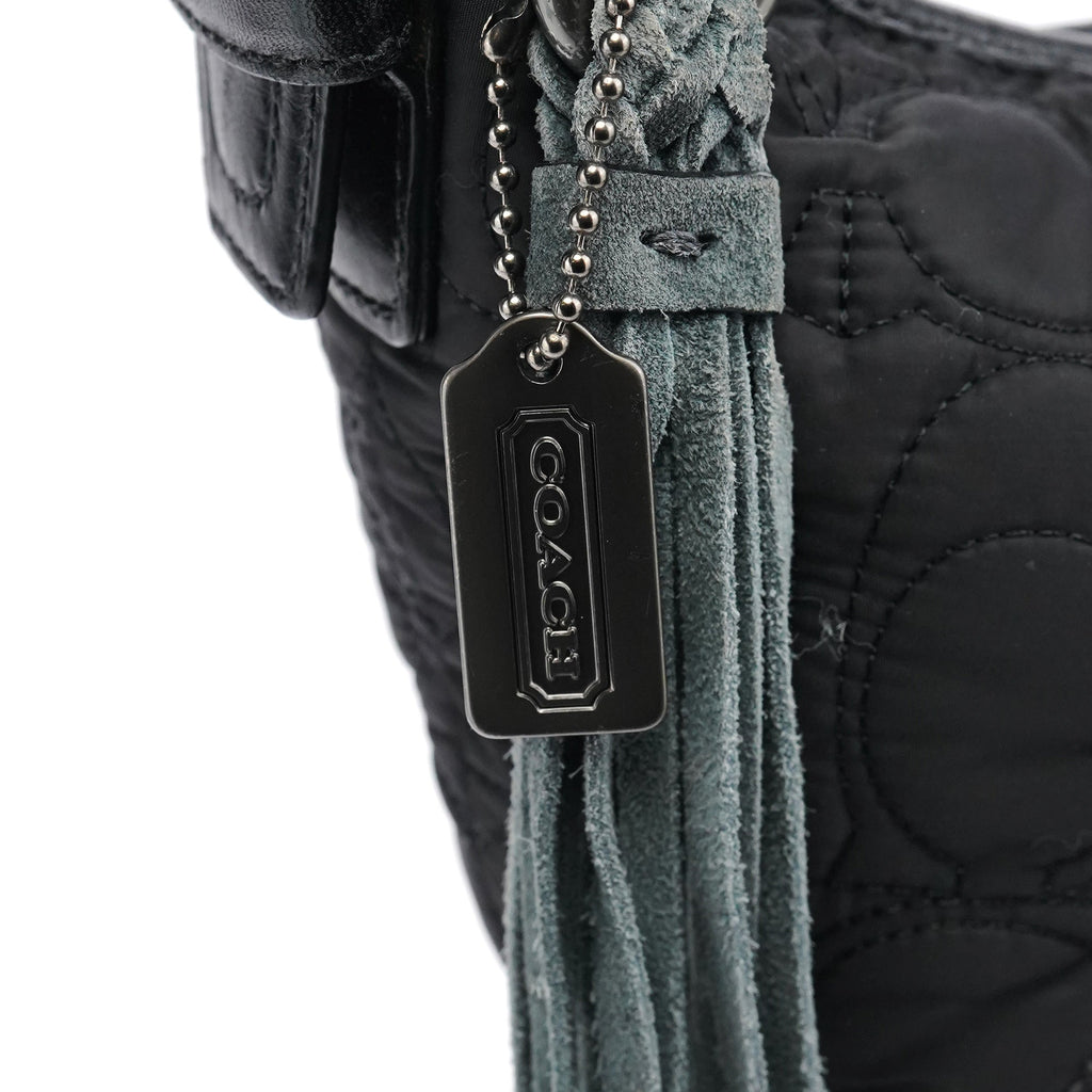 Black Quilted Nylon Shoulder Bag