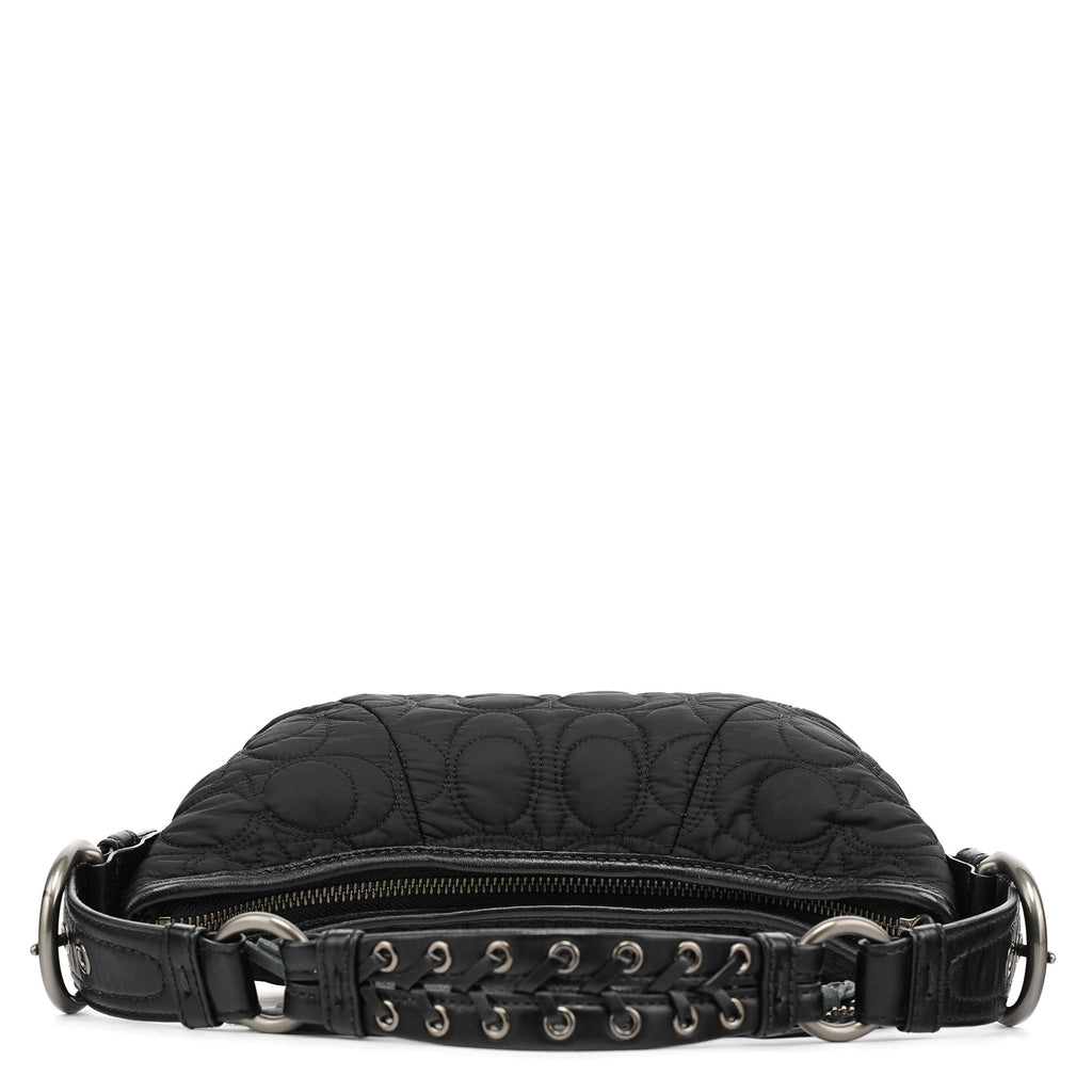 Black Quilted Nylon Shoulder Bag
