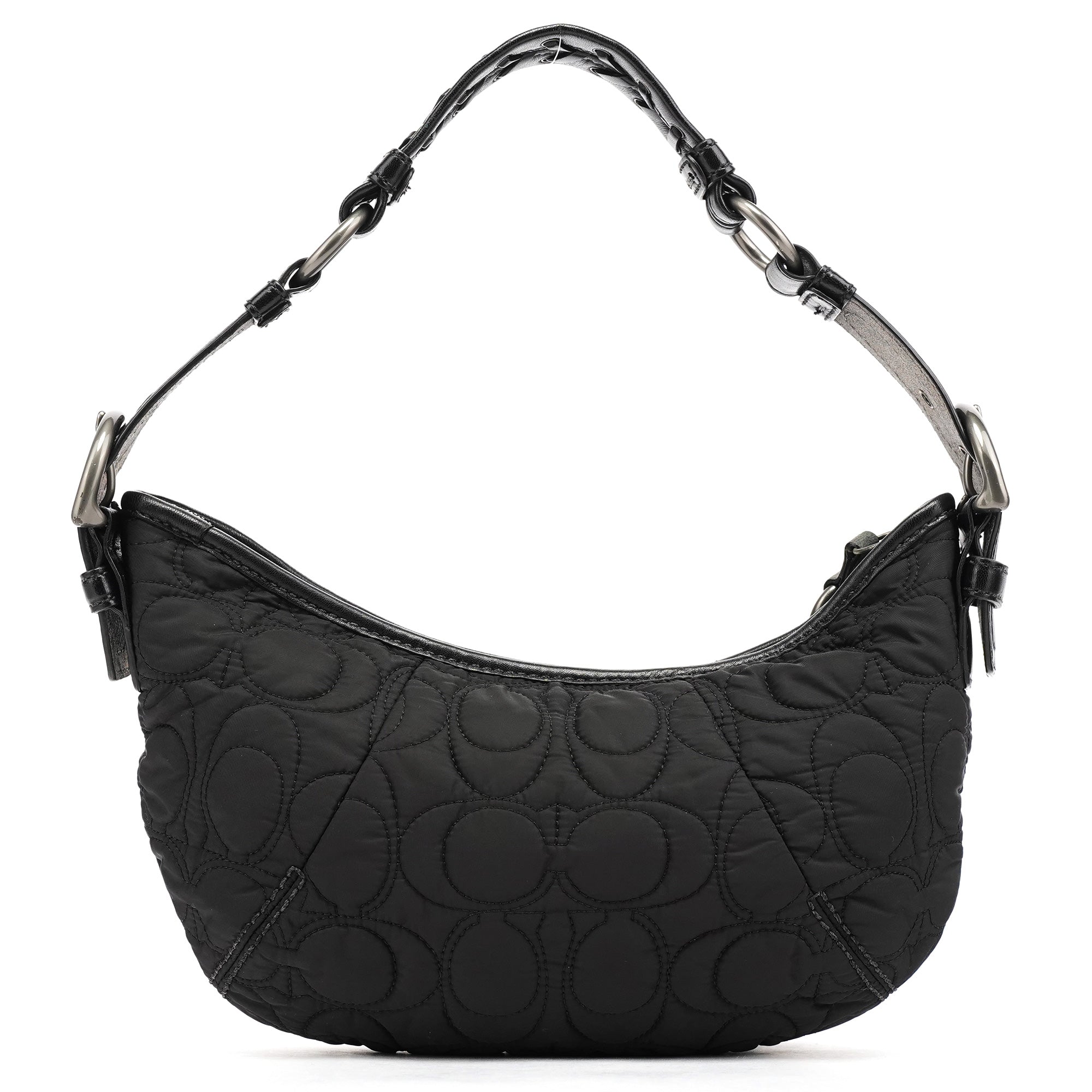 Black Quilted Nylon Shoulder Bag