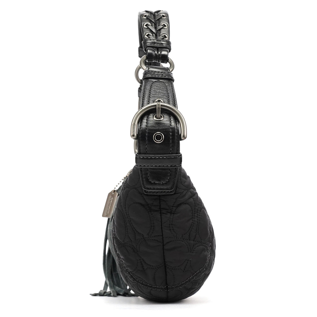 Black Quilted Nylon Shoulder Bag