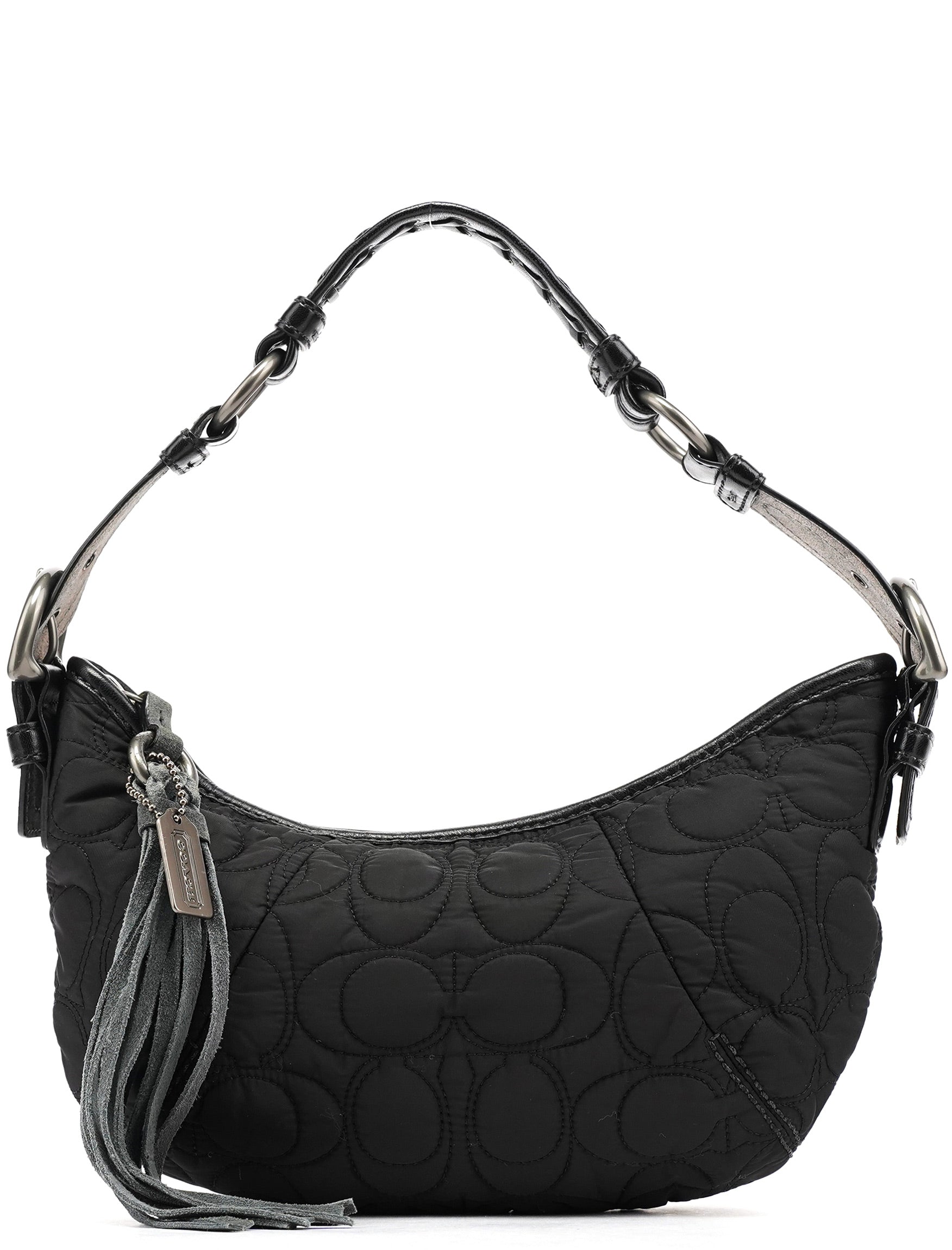 Black Quilted Nylon Shoulder Bag