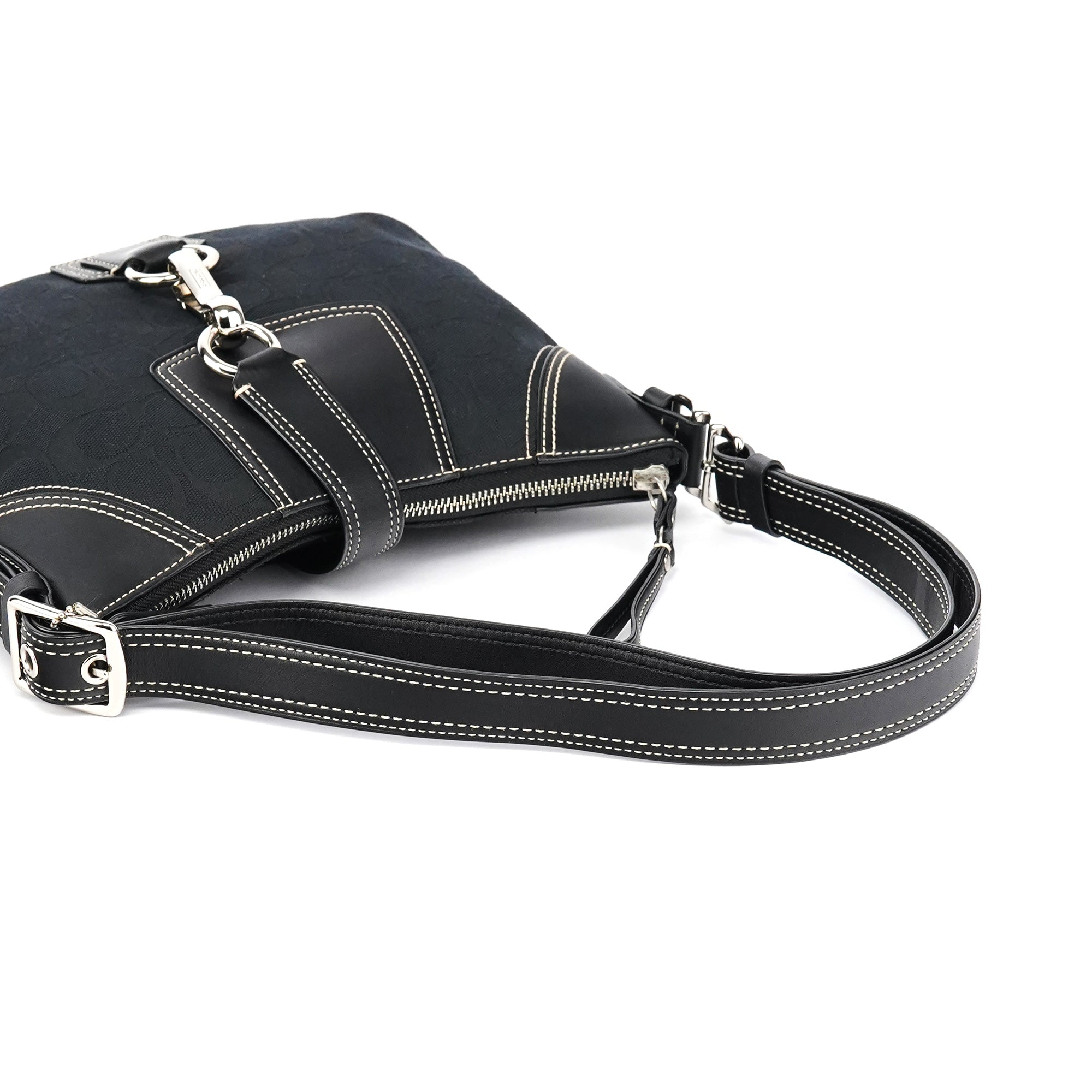 Black Signature Canvas Shoulder Bag
