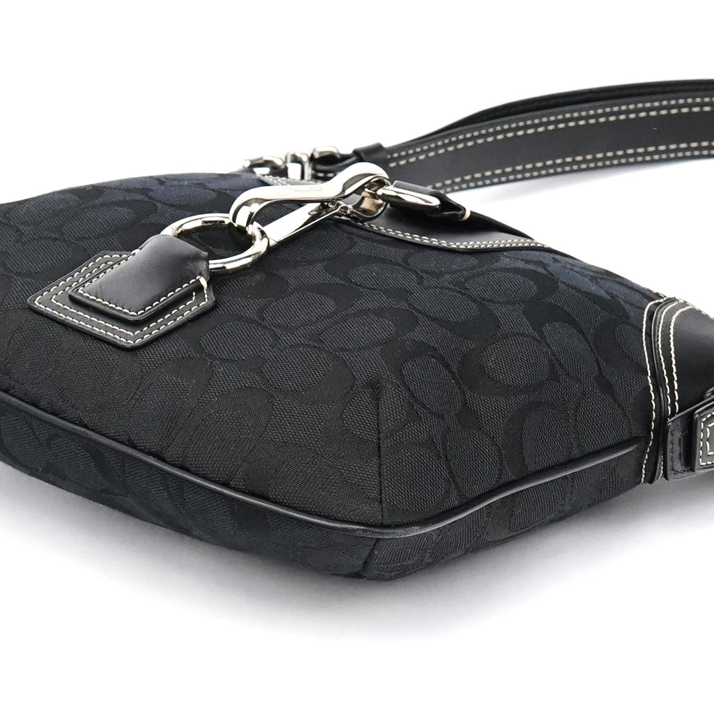 Black Signature Canvas Shoulder Bag