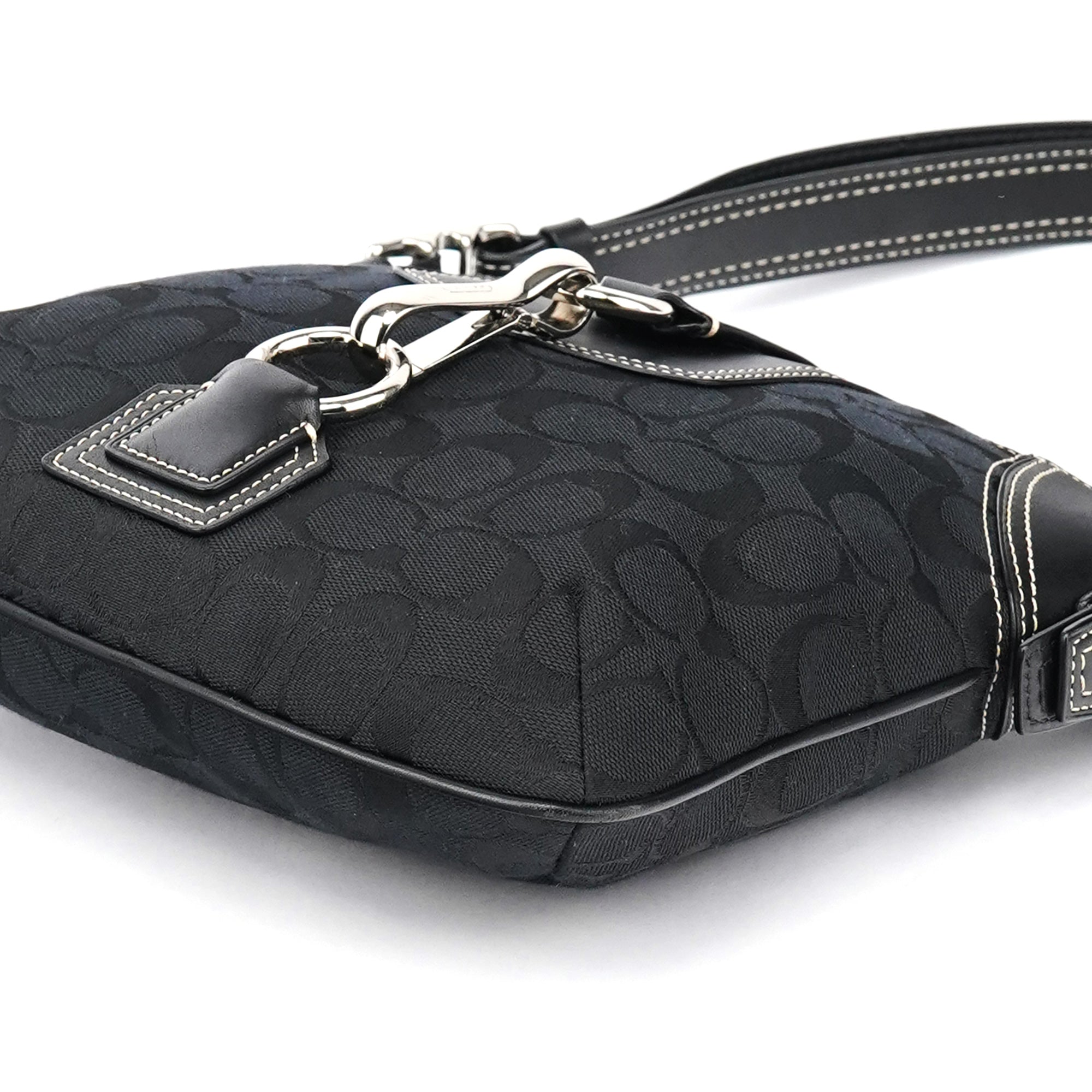 Black Signature Canvas Shoulder Bag