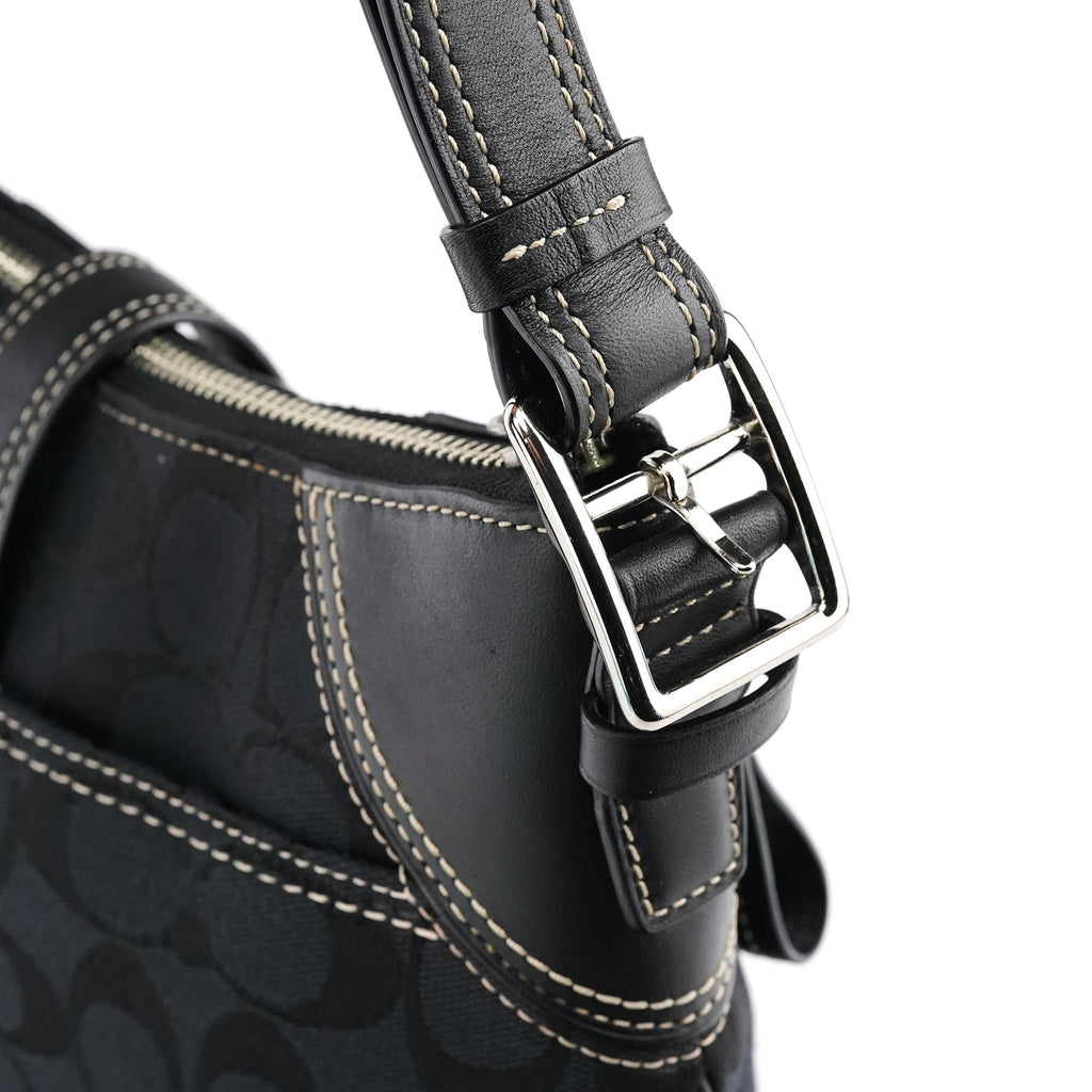 Black Signature Canvas Shoulder Bag