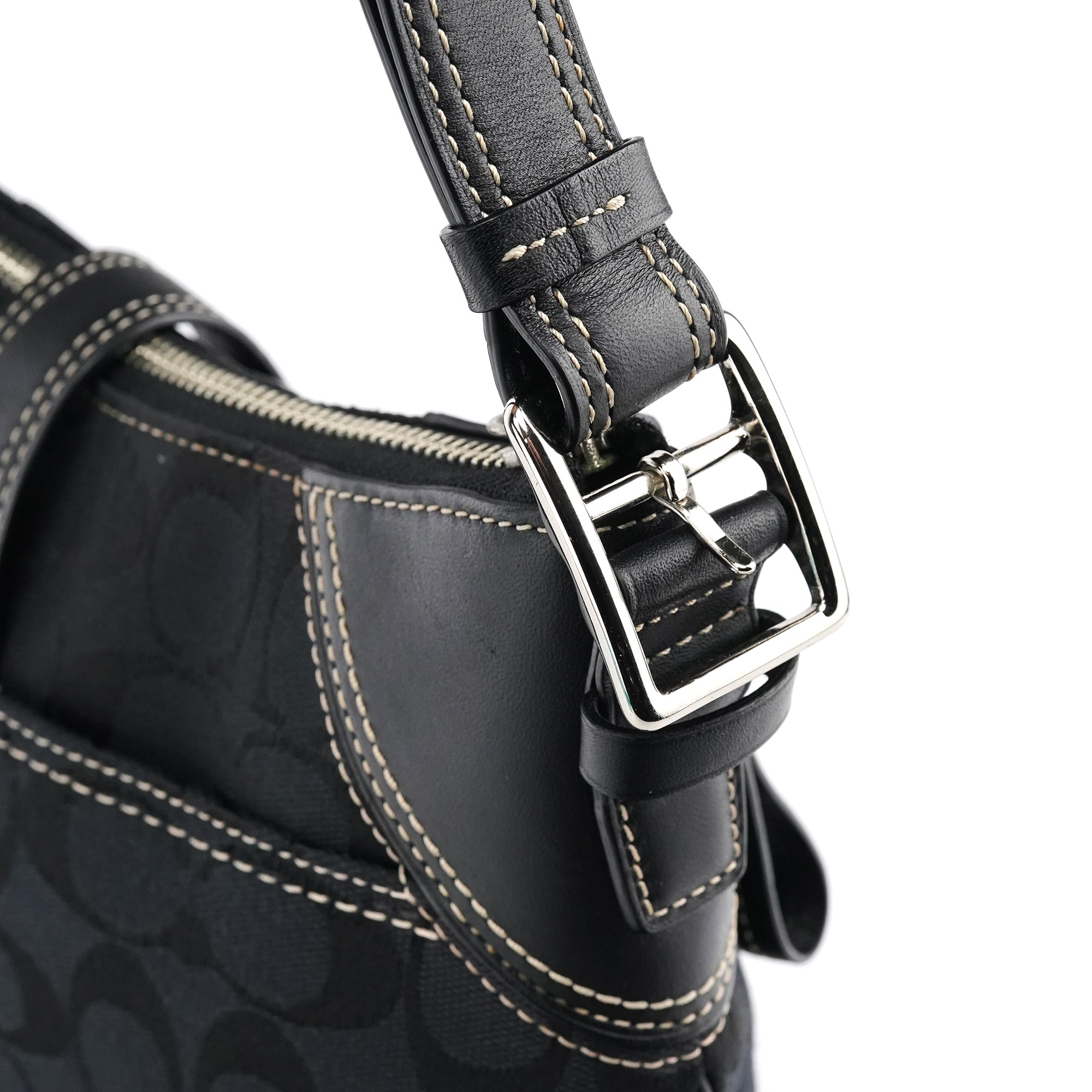 Black Signature Canvas Shoulder Bag