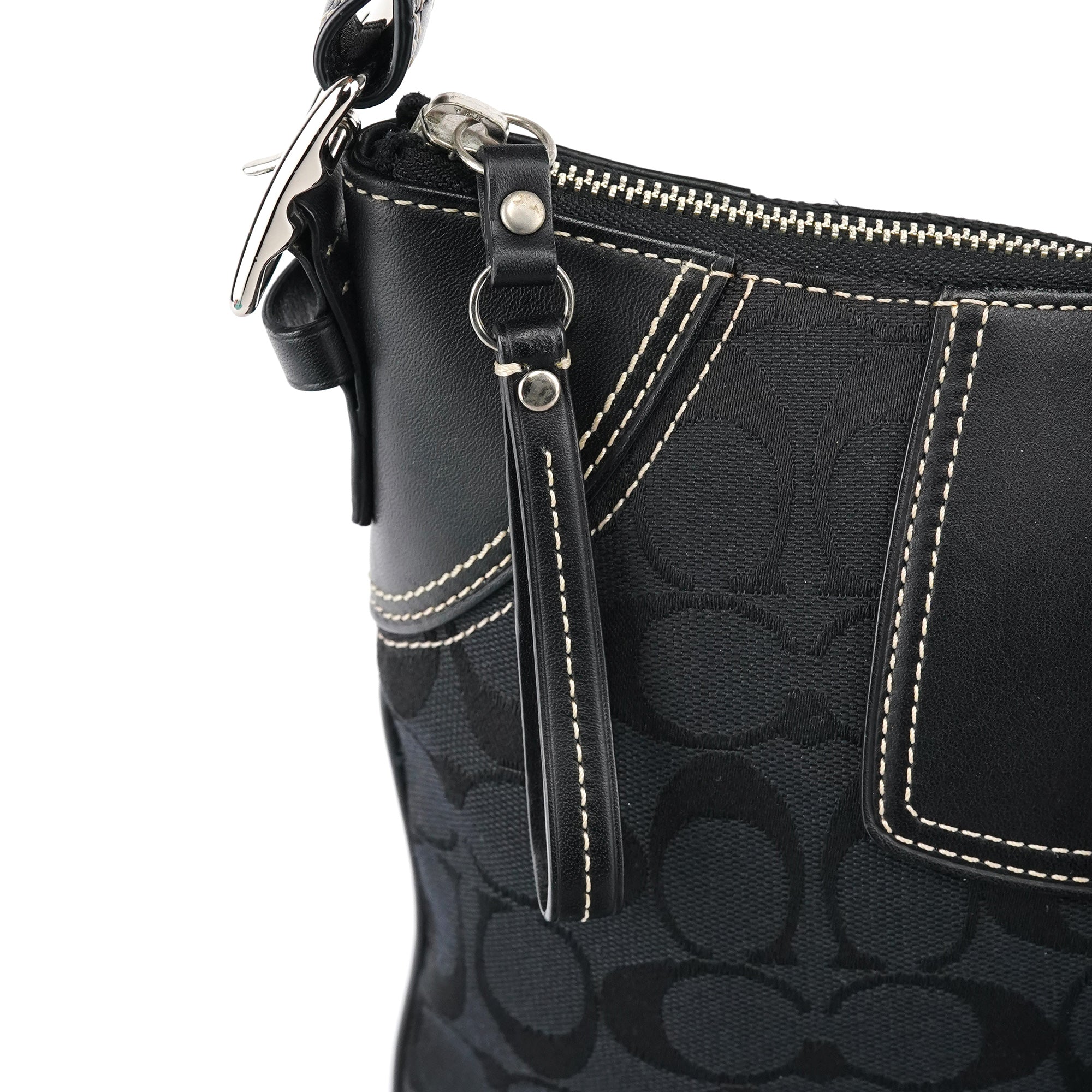 Black Signature Canvas Shoulder Bag