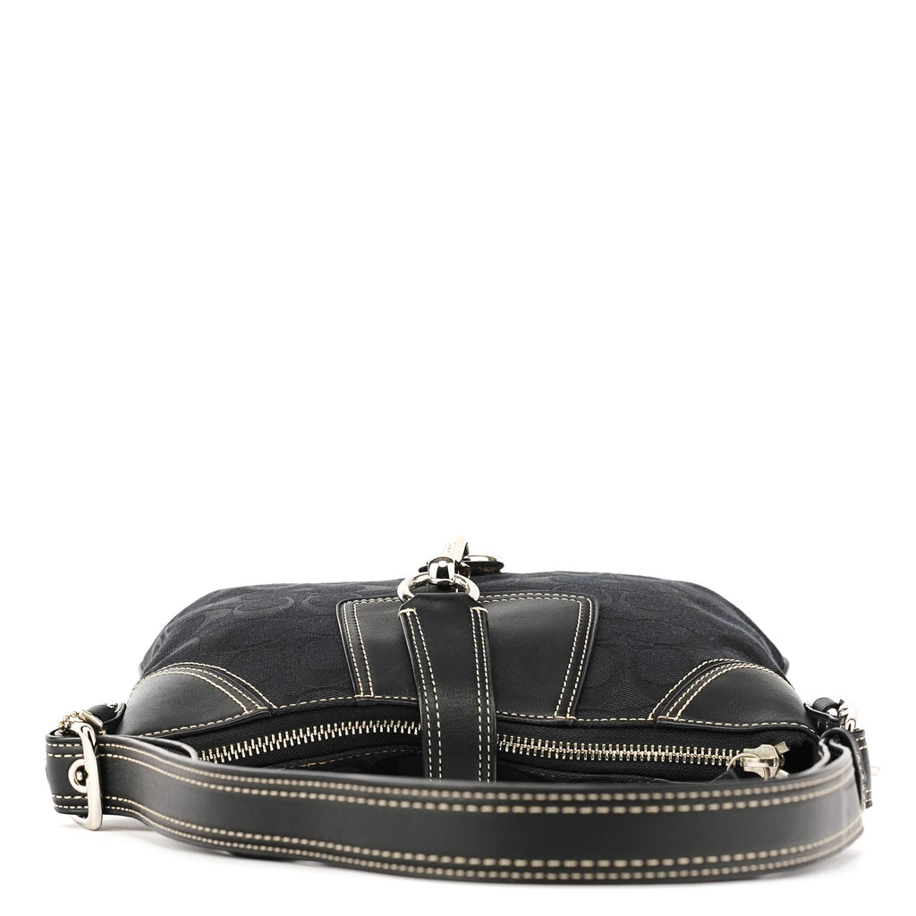 Black Signature Canvas Shoulder Bag
