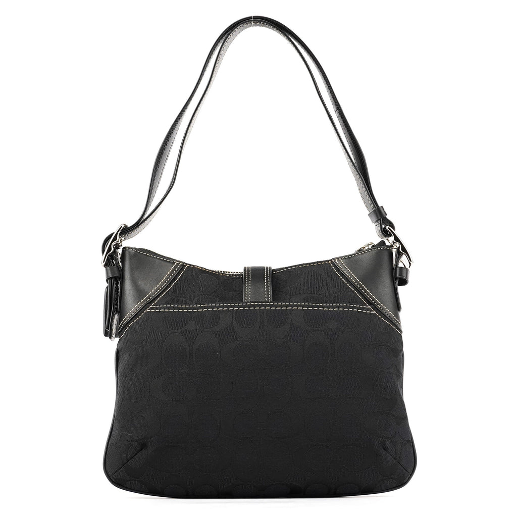 Black Signature Canvas Shoulder Bag