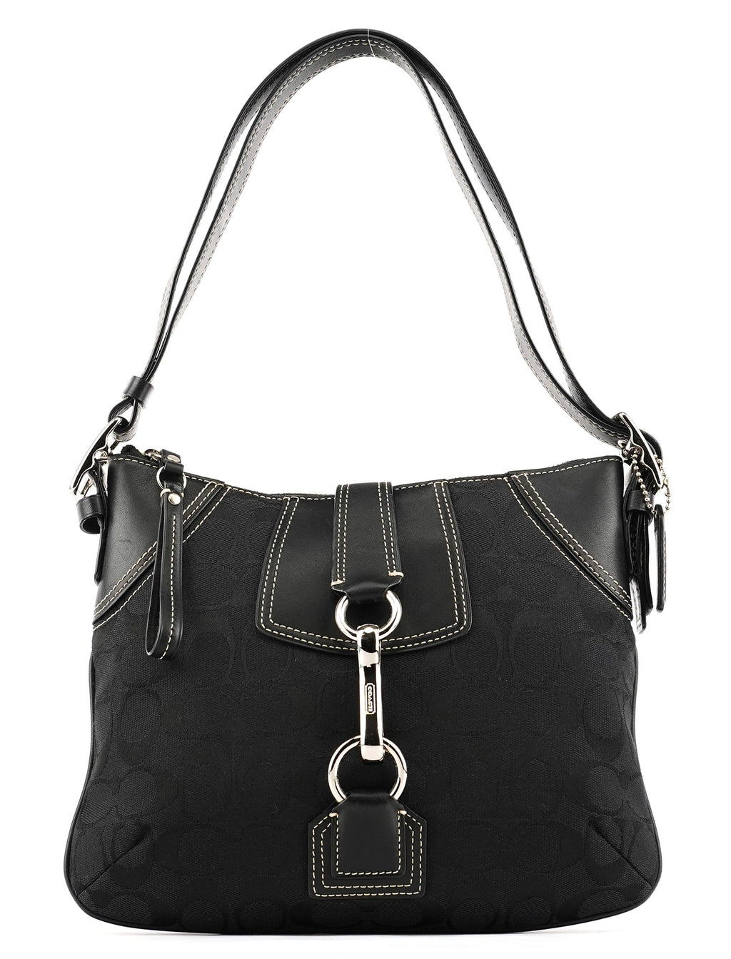 Black Signature Canvas Shoulder Bag