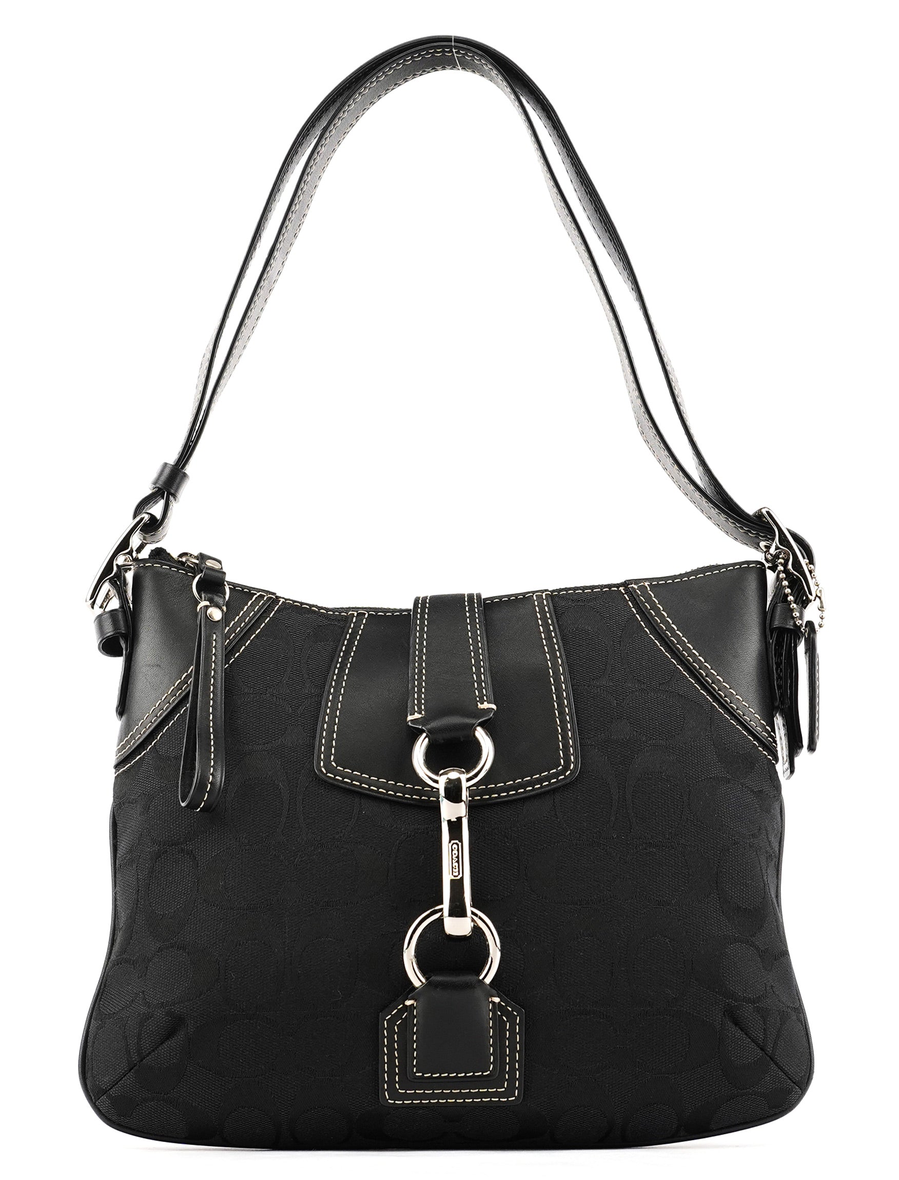 Black Signature Canvas Shoulder Bag