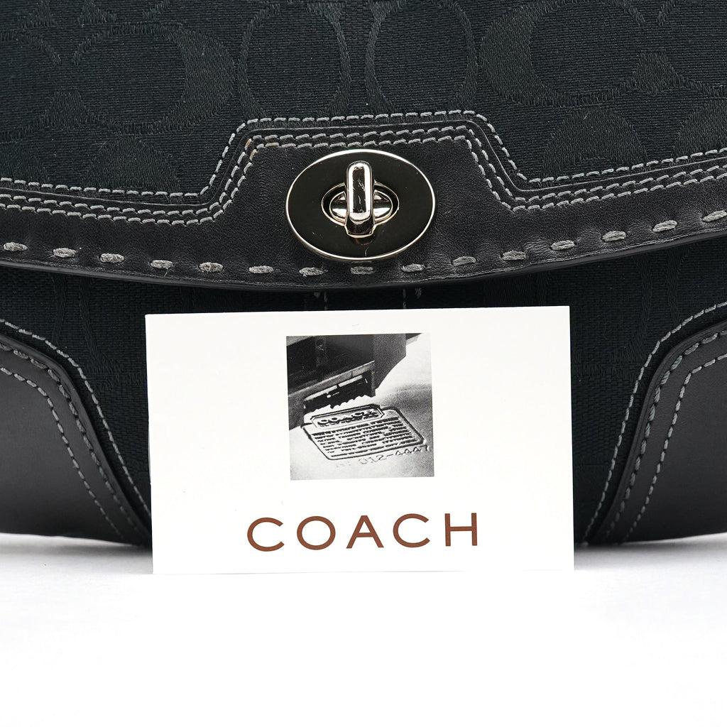 Black Signature Canvas Turnlock Shoulder Bag