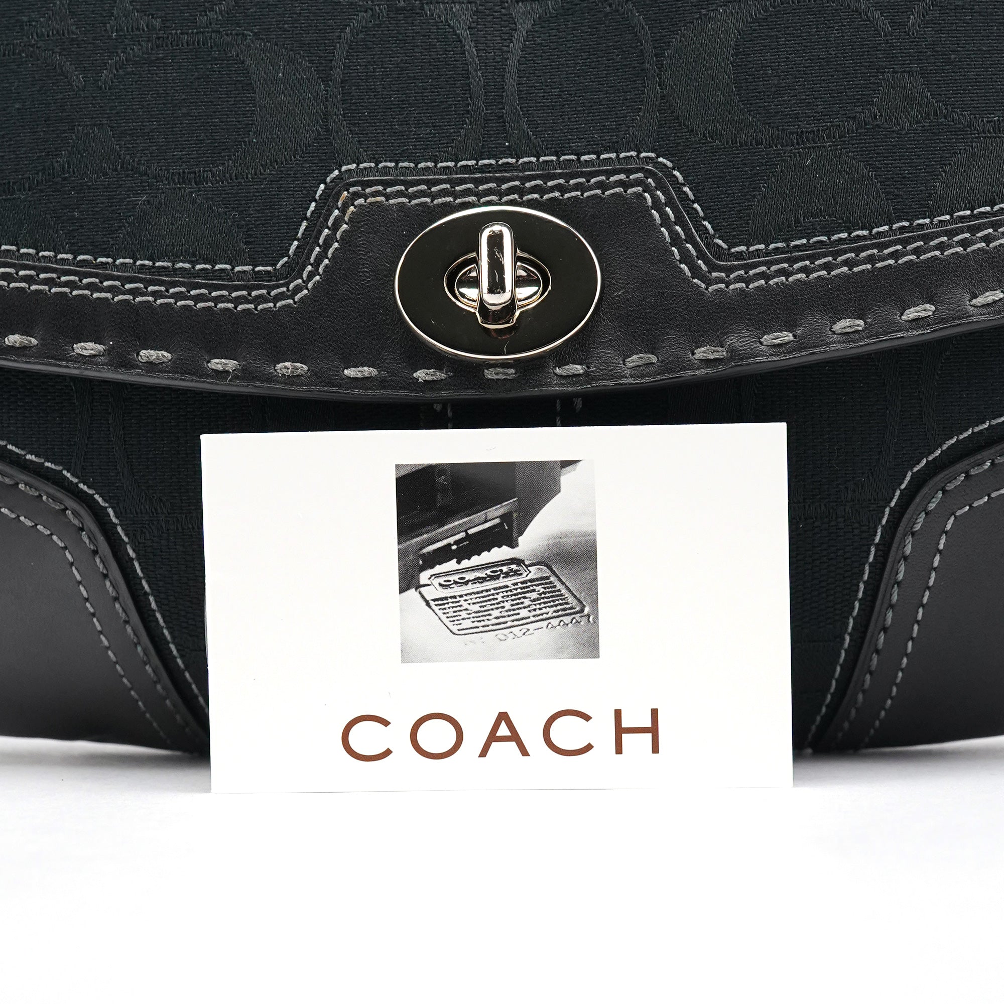 Black Signature Canvas Turnlock Shoulder Bag