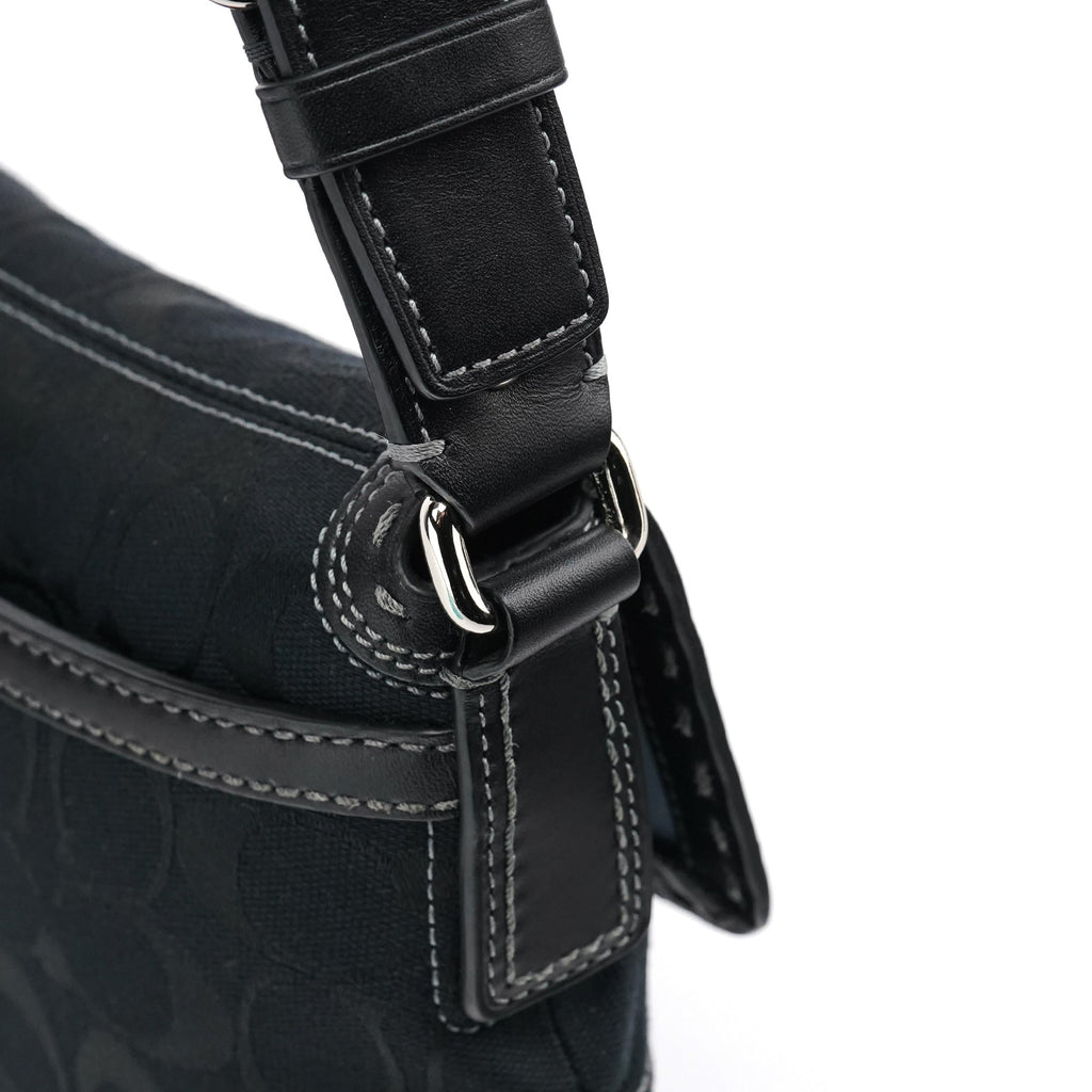 Black Signature Canvas Turnlock Shoulder Bag