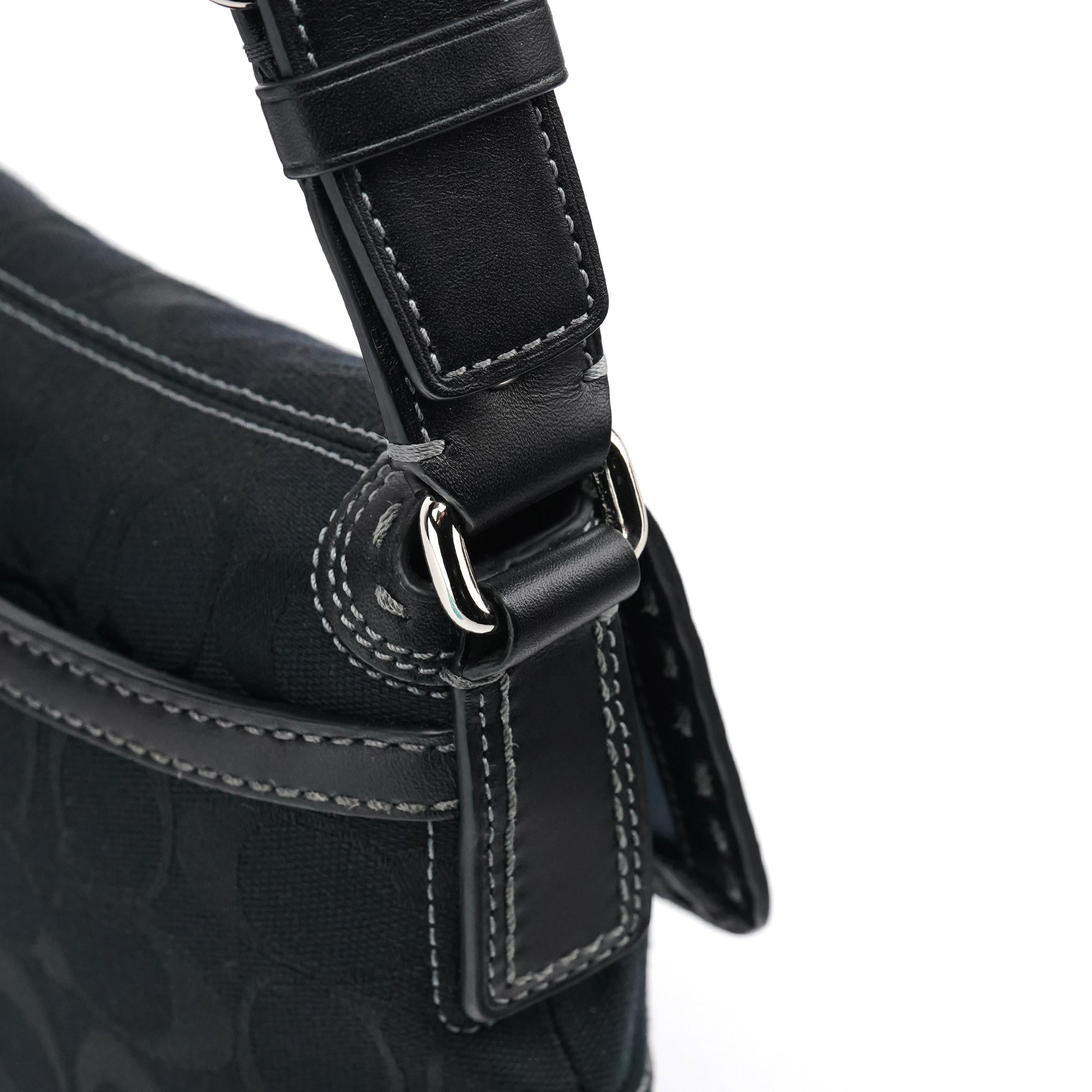 Black Signature Canvas Turnlock Shoulder Bag