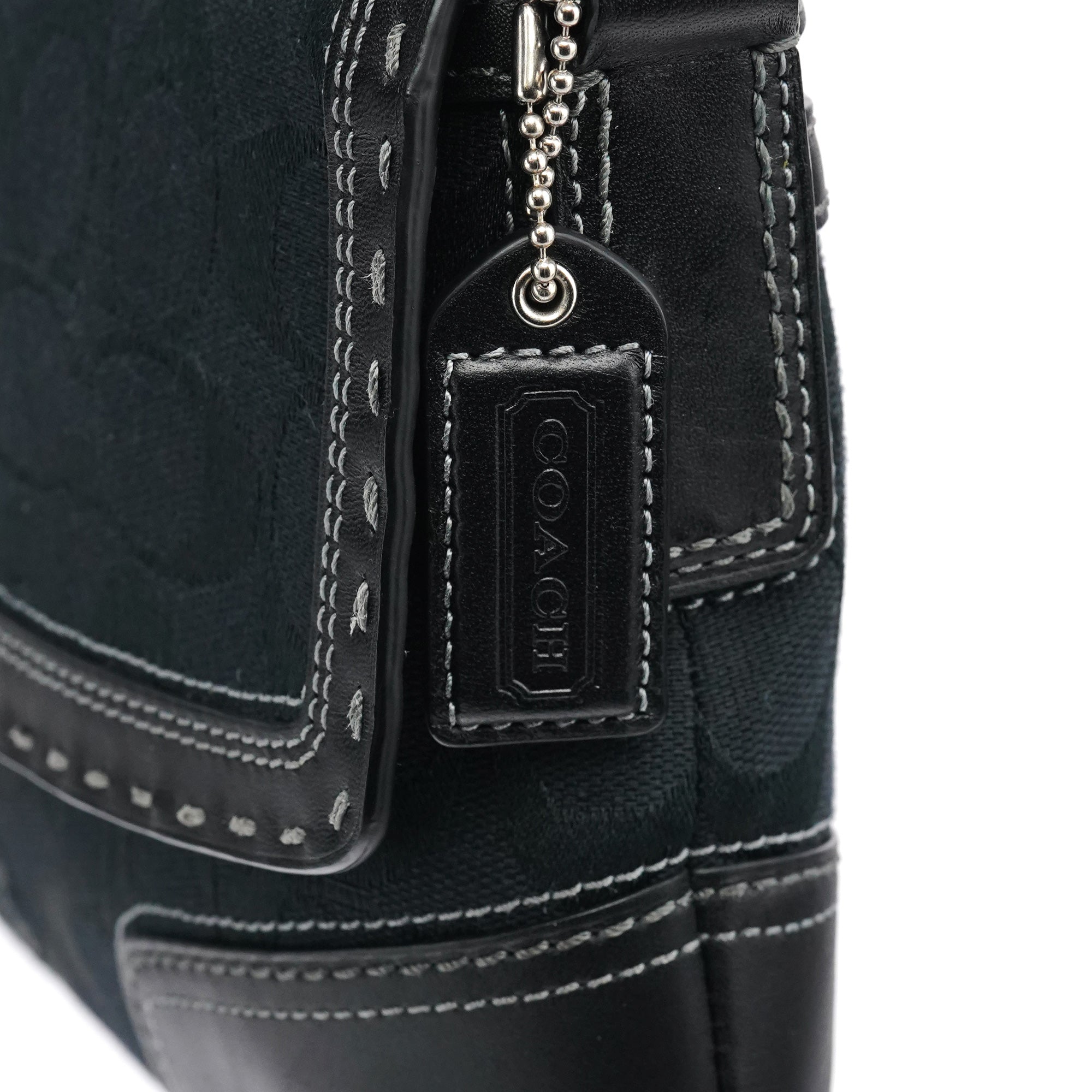 Black Signature Canvas Turnlock Shoulder Bag
