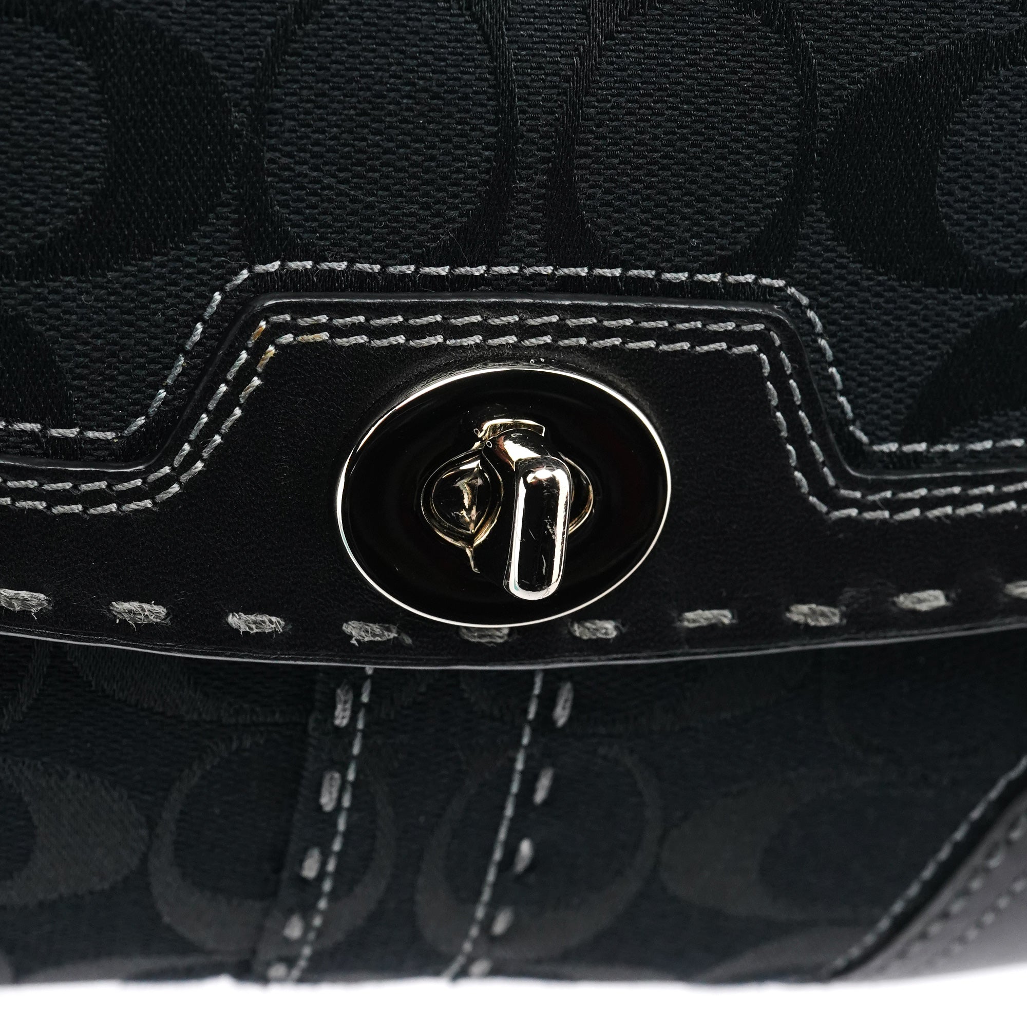 Black Signature Canvas Turnlock Shoulder Bag