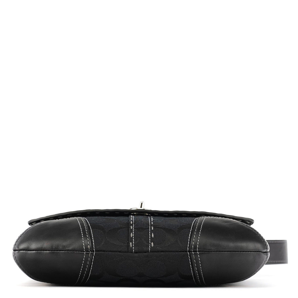 Black Signature Canvas Turnlock Shoulder Bag