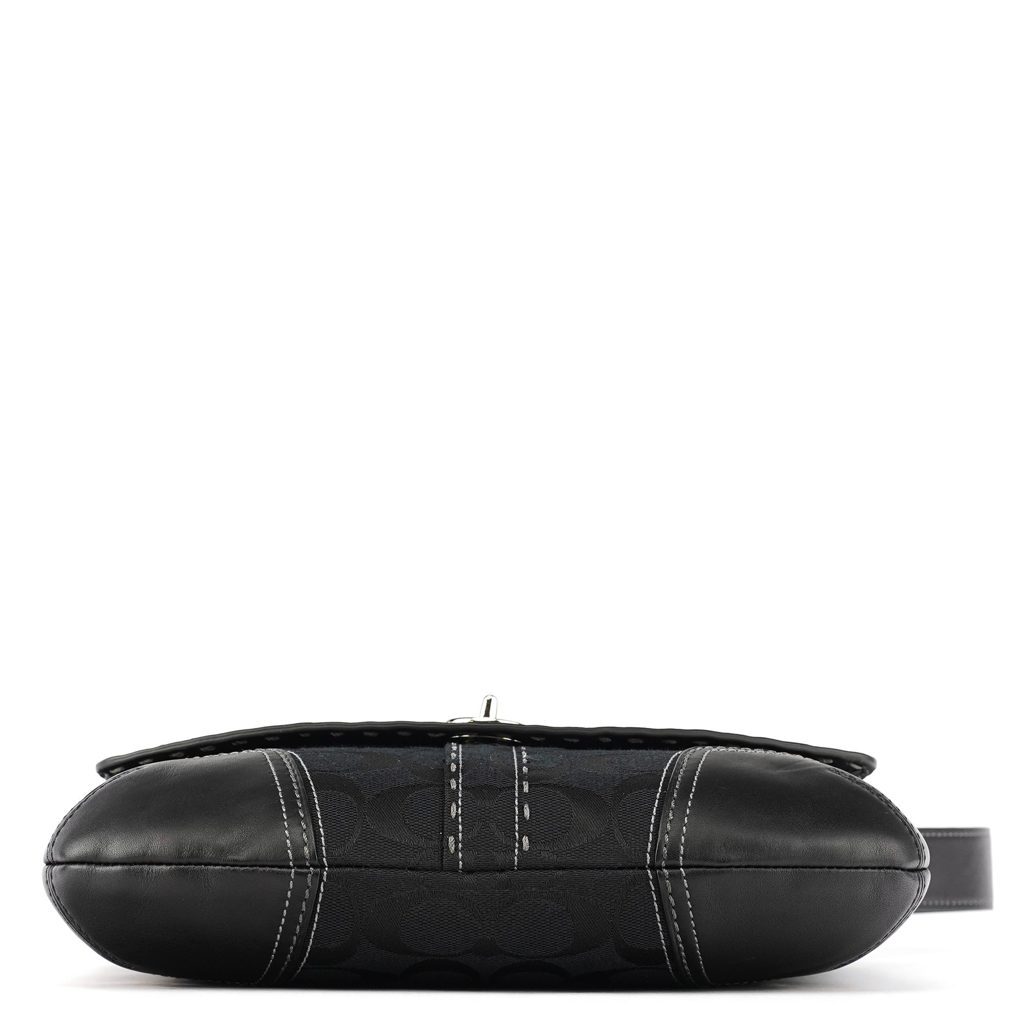 Black Signature Canvas Turnlock Shoulder Bag