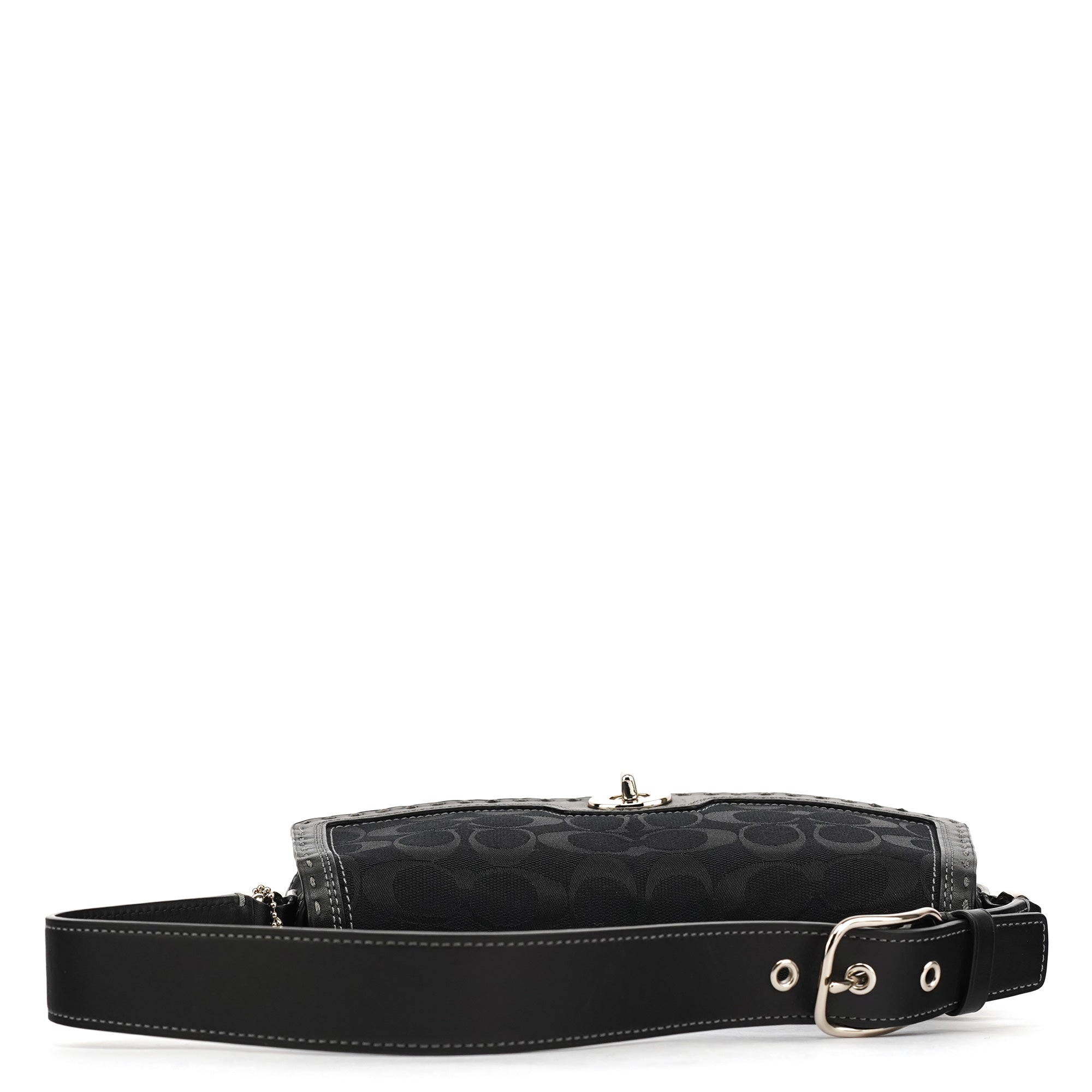 Black Signature Canvas Turnlock Shoulder Bag