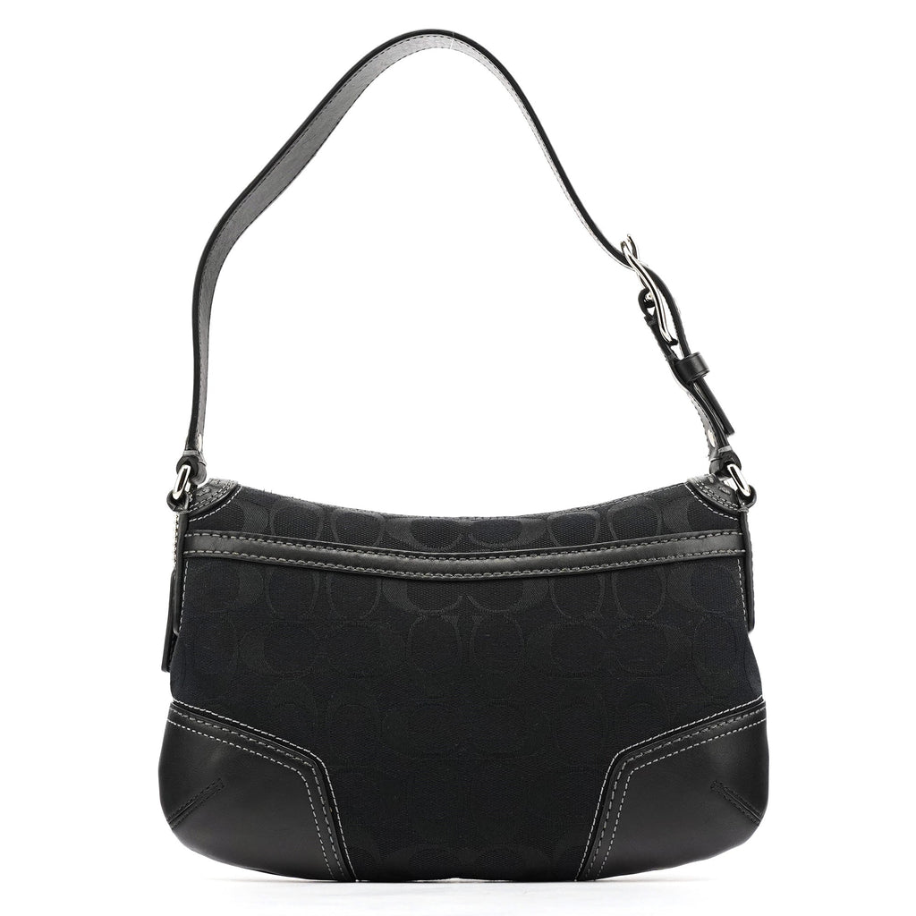 Black Signature Canvas Turnlock Shoulder Bag