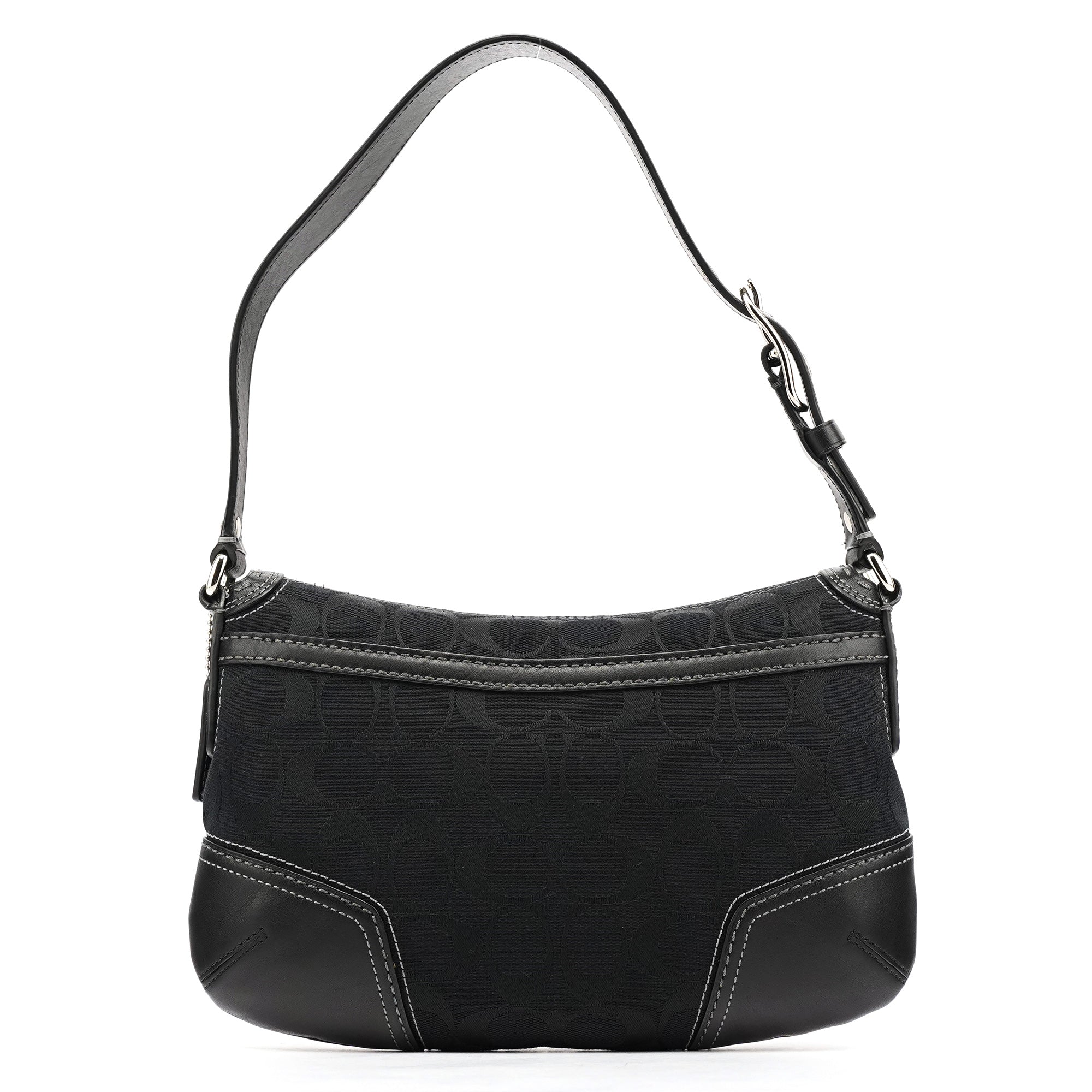 Black Signature Canvas Turnlock Shoulder Bag