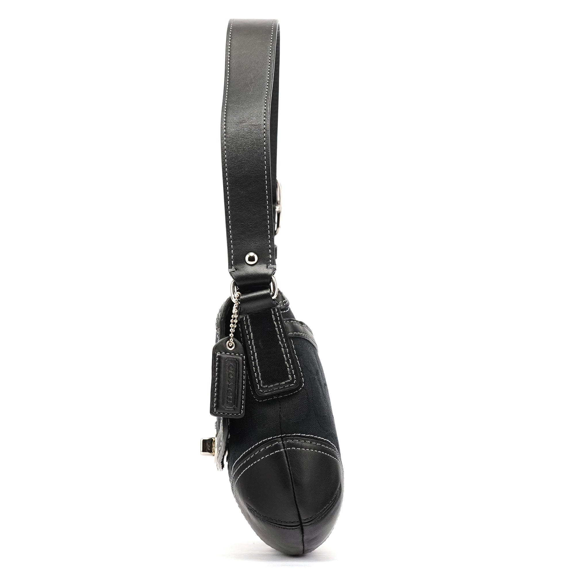 Black Signature Canvas Turnlock Shoulder Bag
