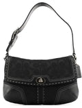 Black Signature Canvas Turnlock Shoulder Bag
