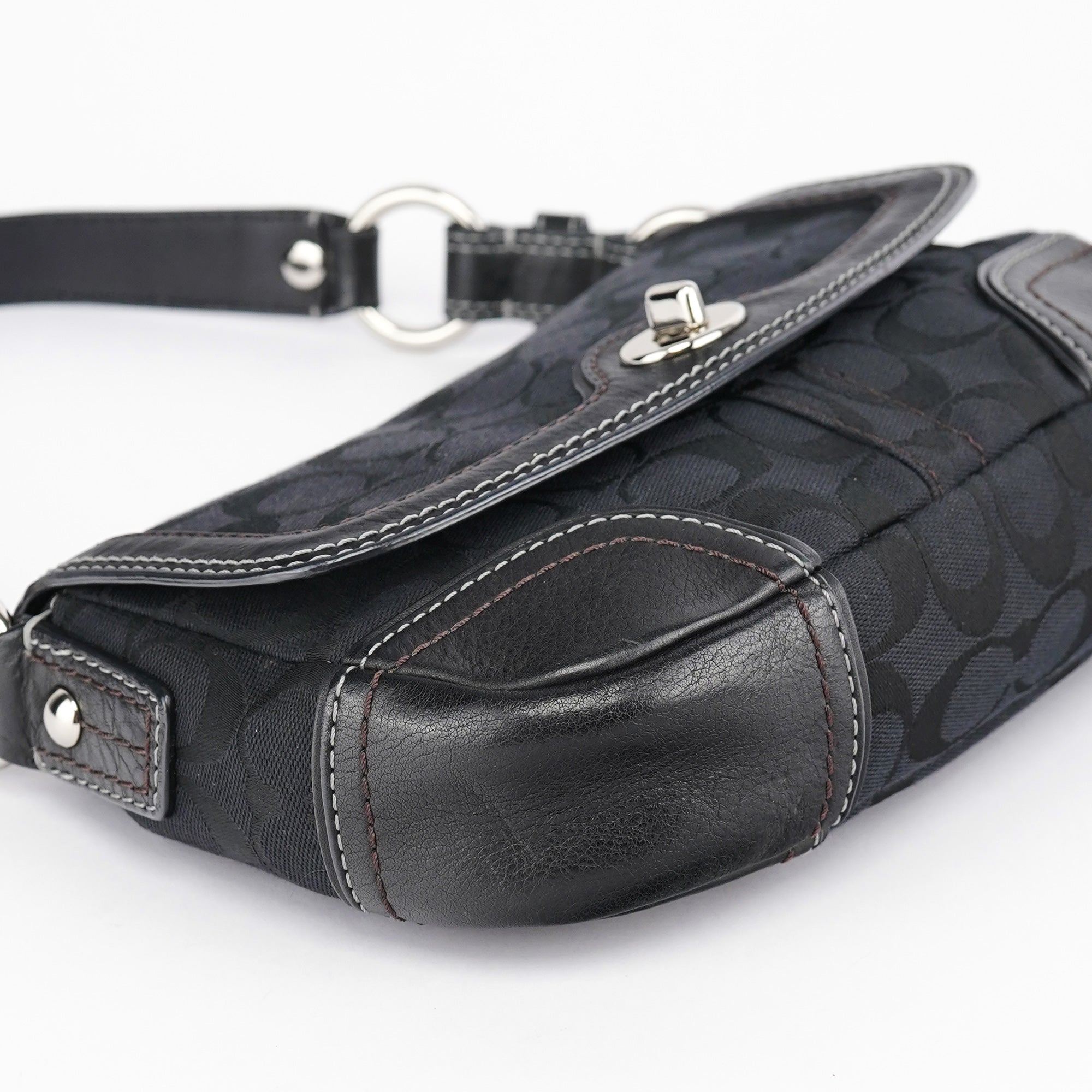 Black Turnlock Shoulder Bag