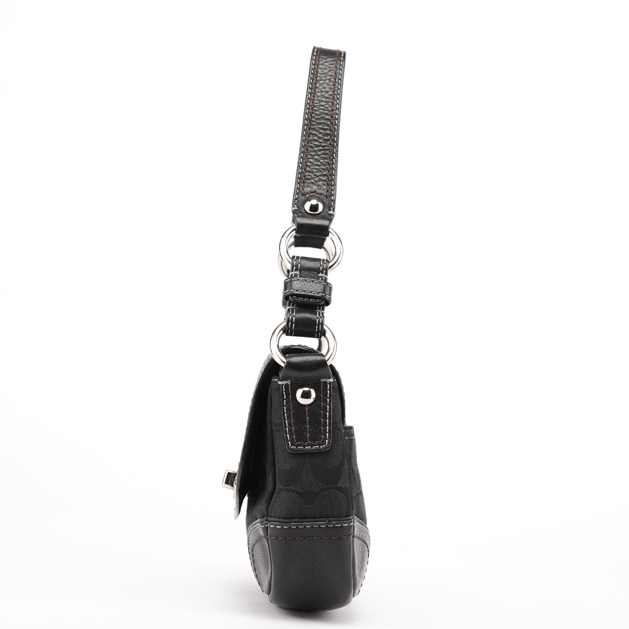 Black Turnlock Shoulder Bag