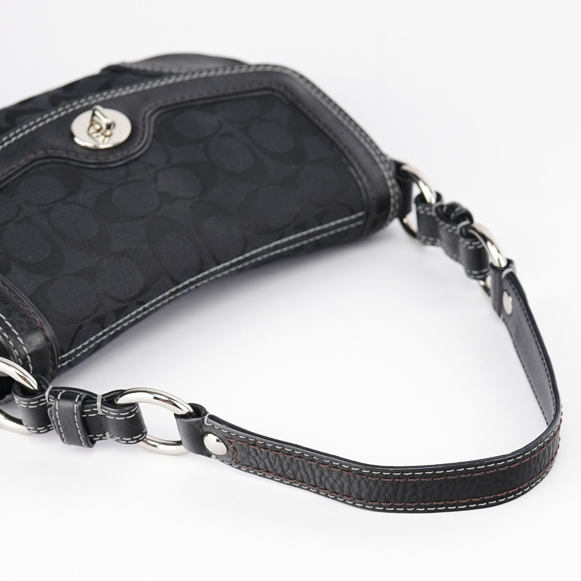 Black Turnlock Shoulder Bag