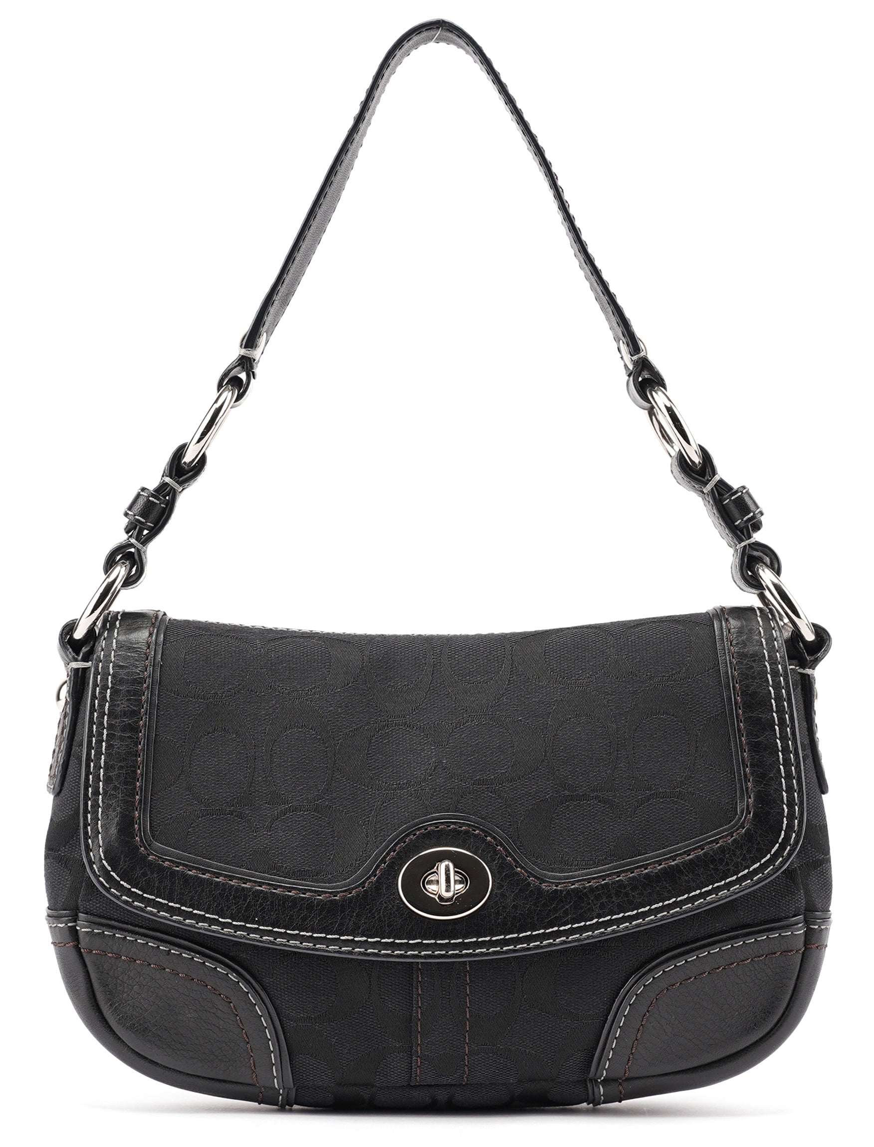 Black Turnlock Shoulder Bag