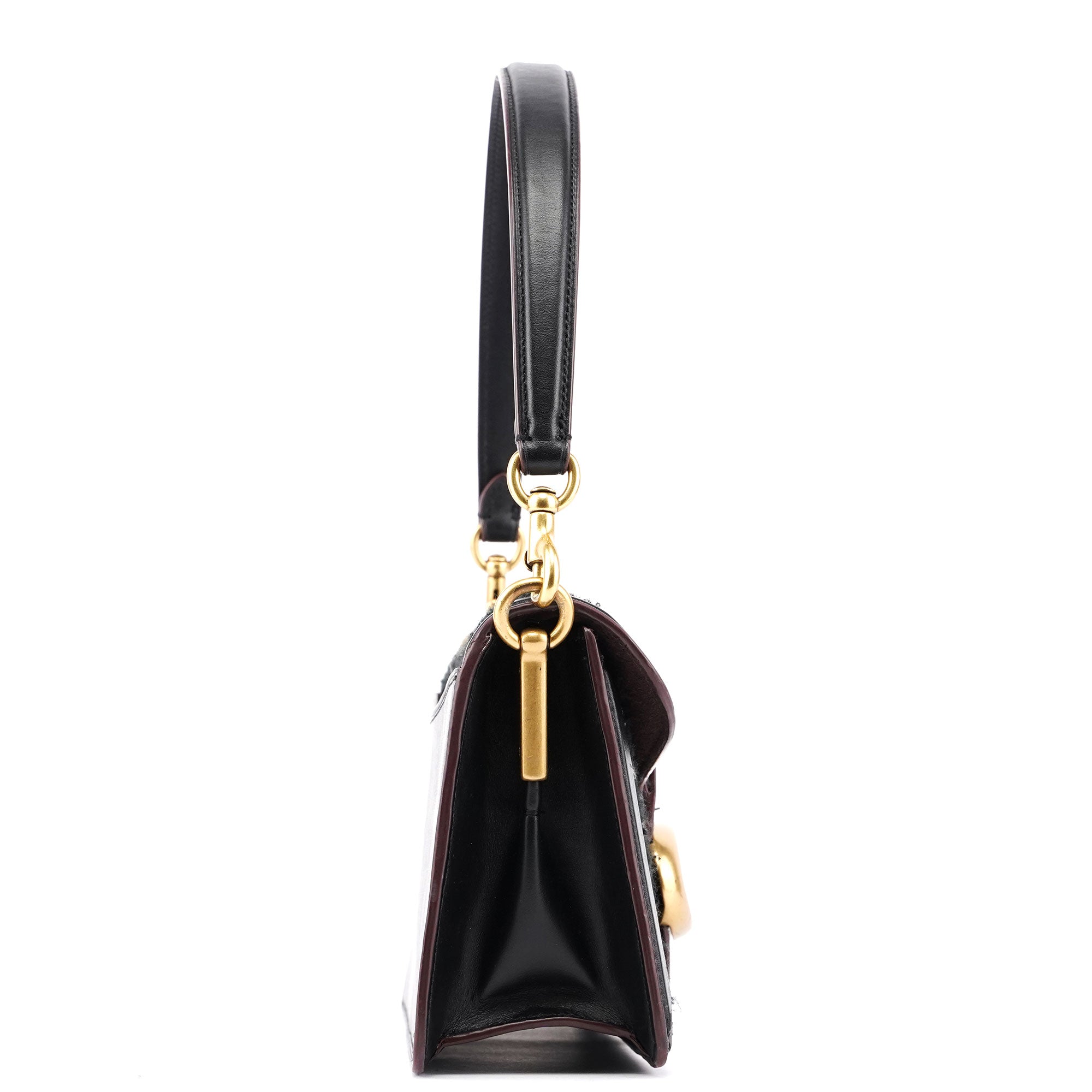Black Tweed Leather Tabby Shoulder Bag
