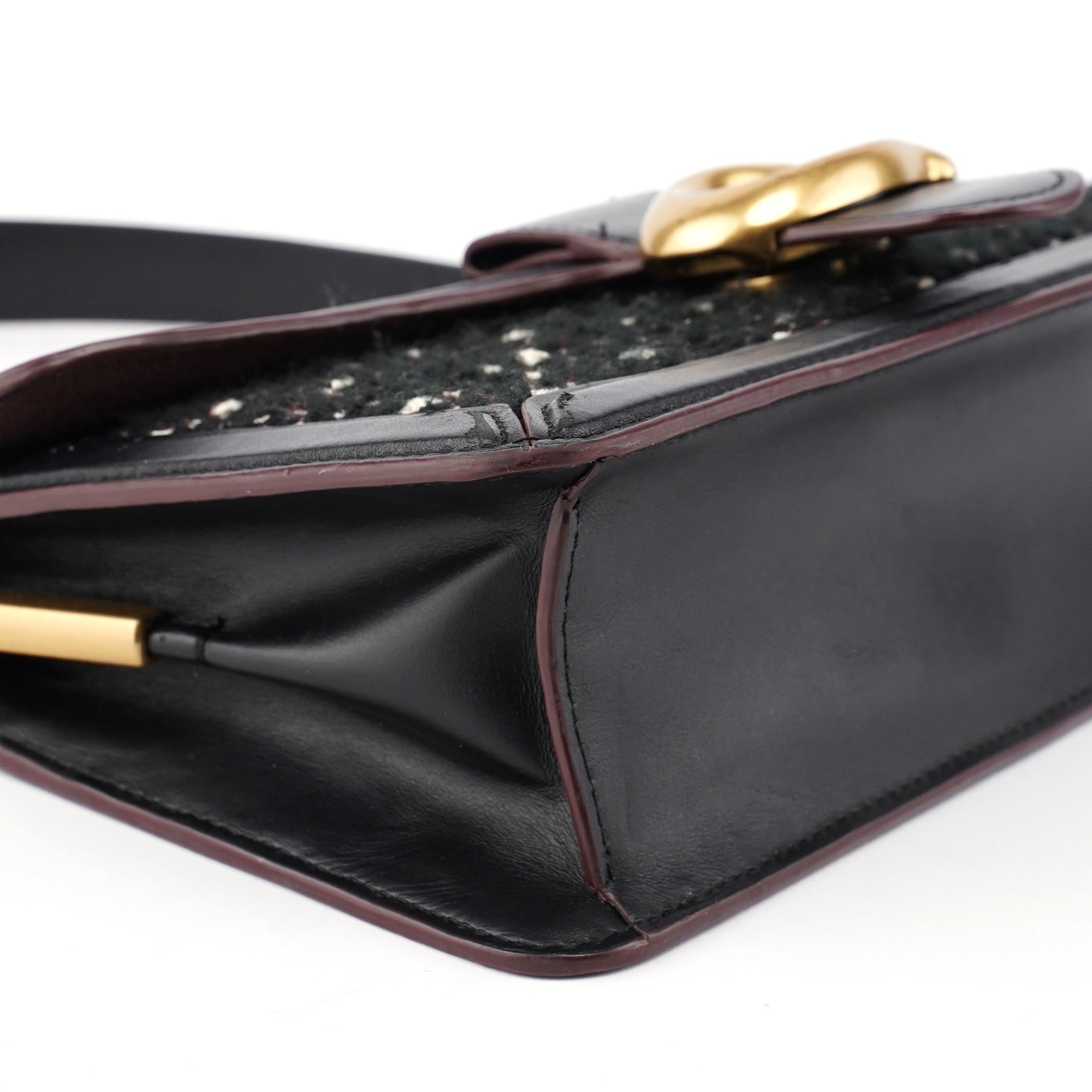 Black Tweed Leather Tabby Shoulder Bag